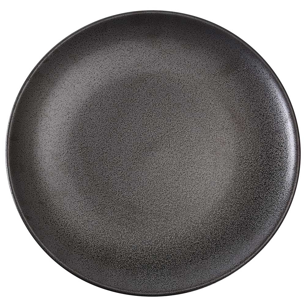 Yanco Diamond Black Speckled Porcelain Round Coupe Plate, 7 X 3/4 Inch -- 36 Per Case