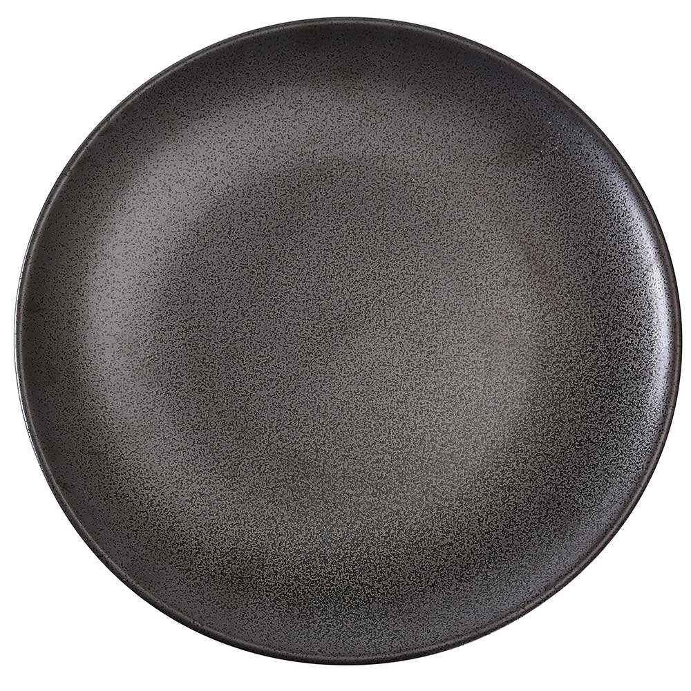Yanco Diamond Black Speckled Porcelain Round Coupe Plate, 9 X 7/8 Inch -- 24 Per Case