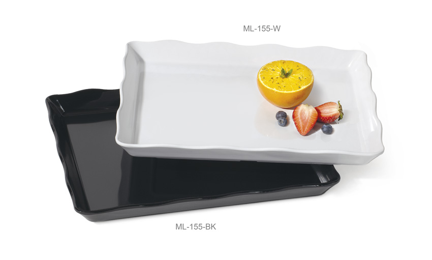 Rectangle Display Tray GET Enterprises inc Bake and Brew Melamine Scallop Edged Rectangular ...