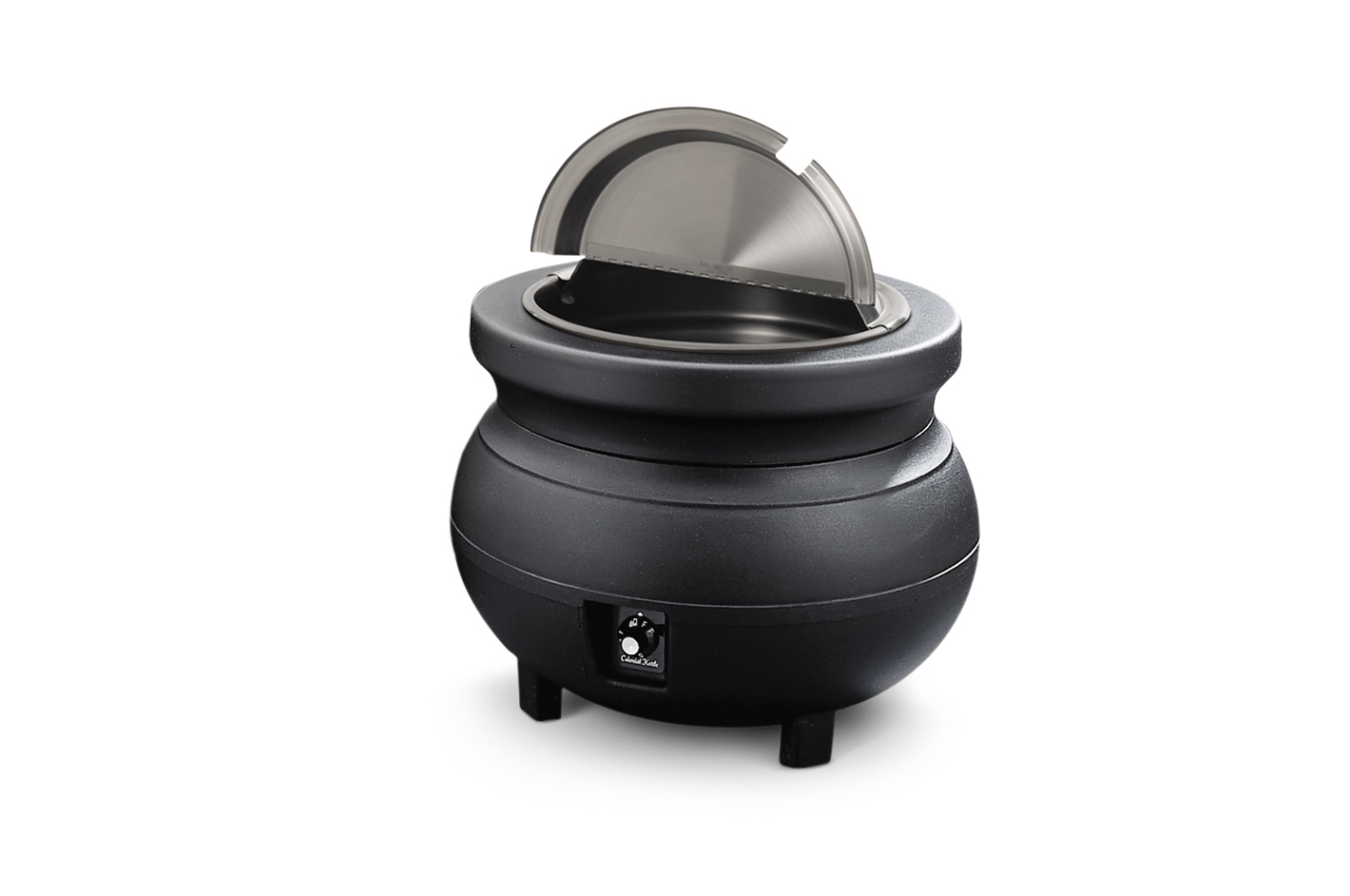 Vollrath Cayenne Black Colonial 7 Quart Kettle Warmer And Inset Cover With Hinge, Adaptor Ring, Soup Cards, Soupr Clip, 15 3/4 X 11 1/2 Inch