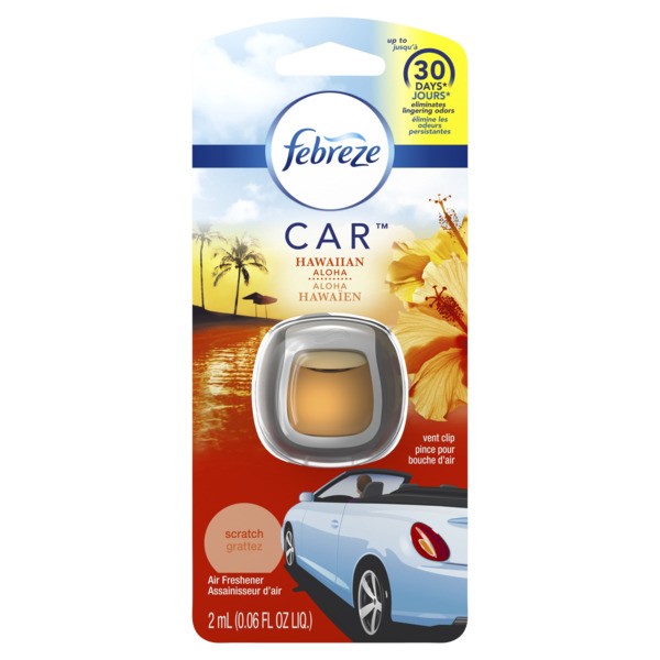 Febreze Car Vent Clip Hawaiian Aloha Air Freshener, 0.06 Fluid Ounce -- 8 Per Case