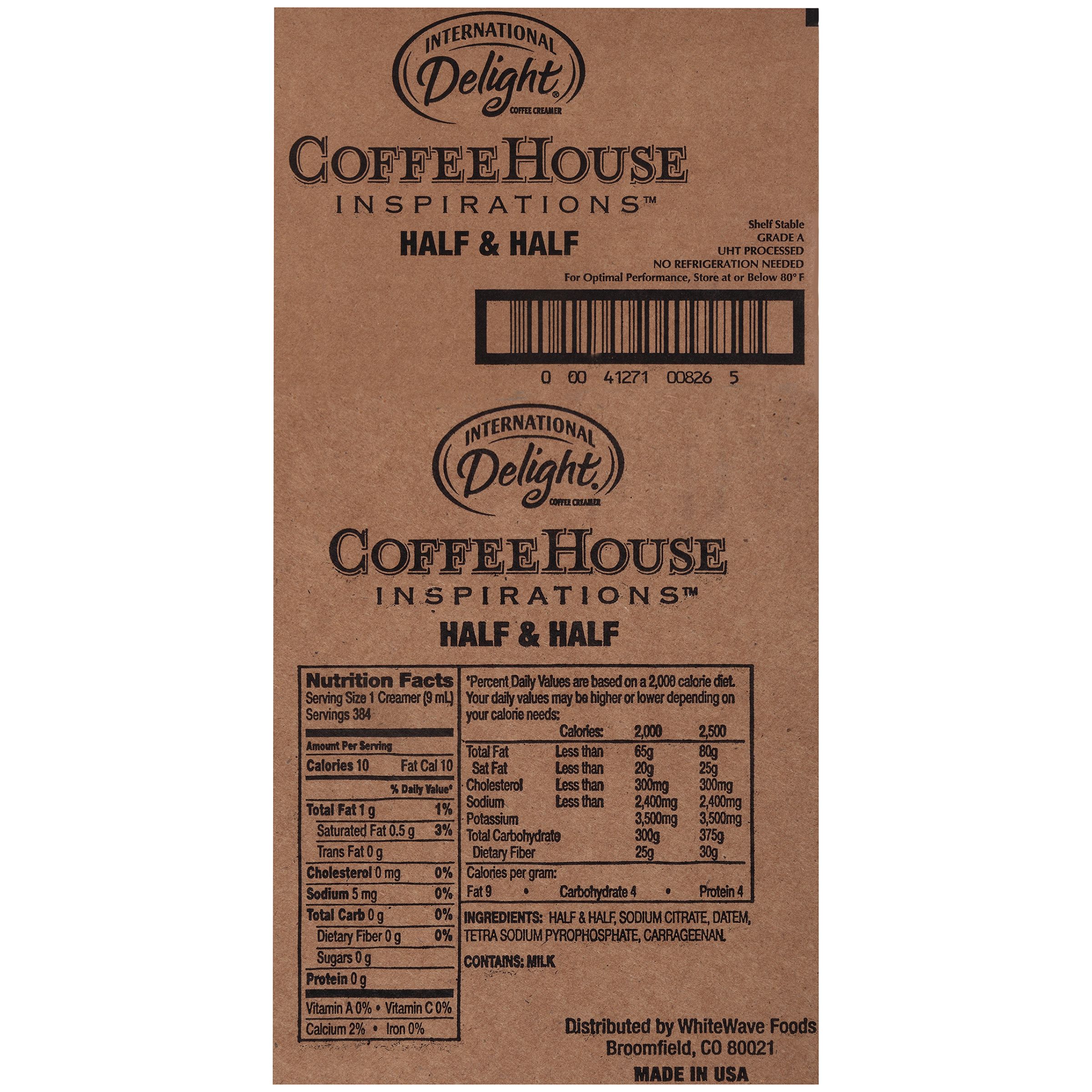 International Delight Coffee House Inspirations Half And Half Unflavored Creamer -- 384 Per Case