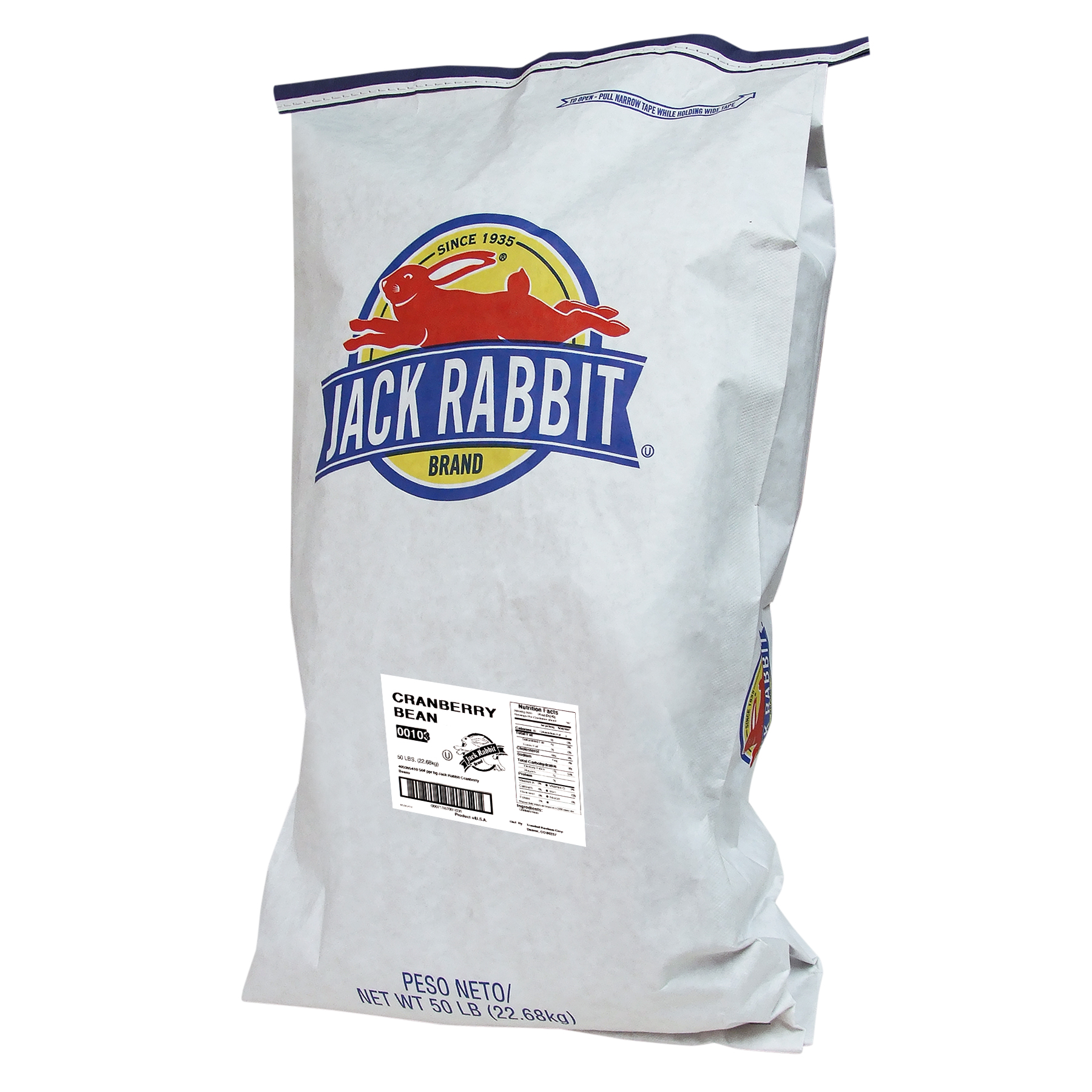 Jack Rabbit Cranberry Beans - 50 lb. package, 1 package per case