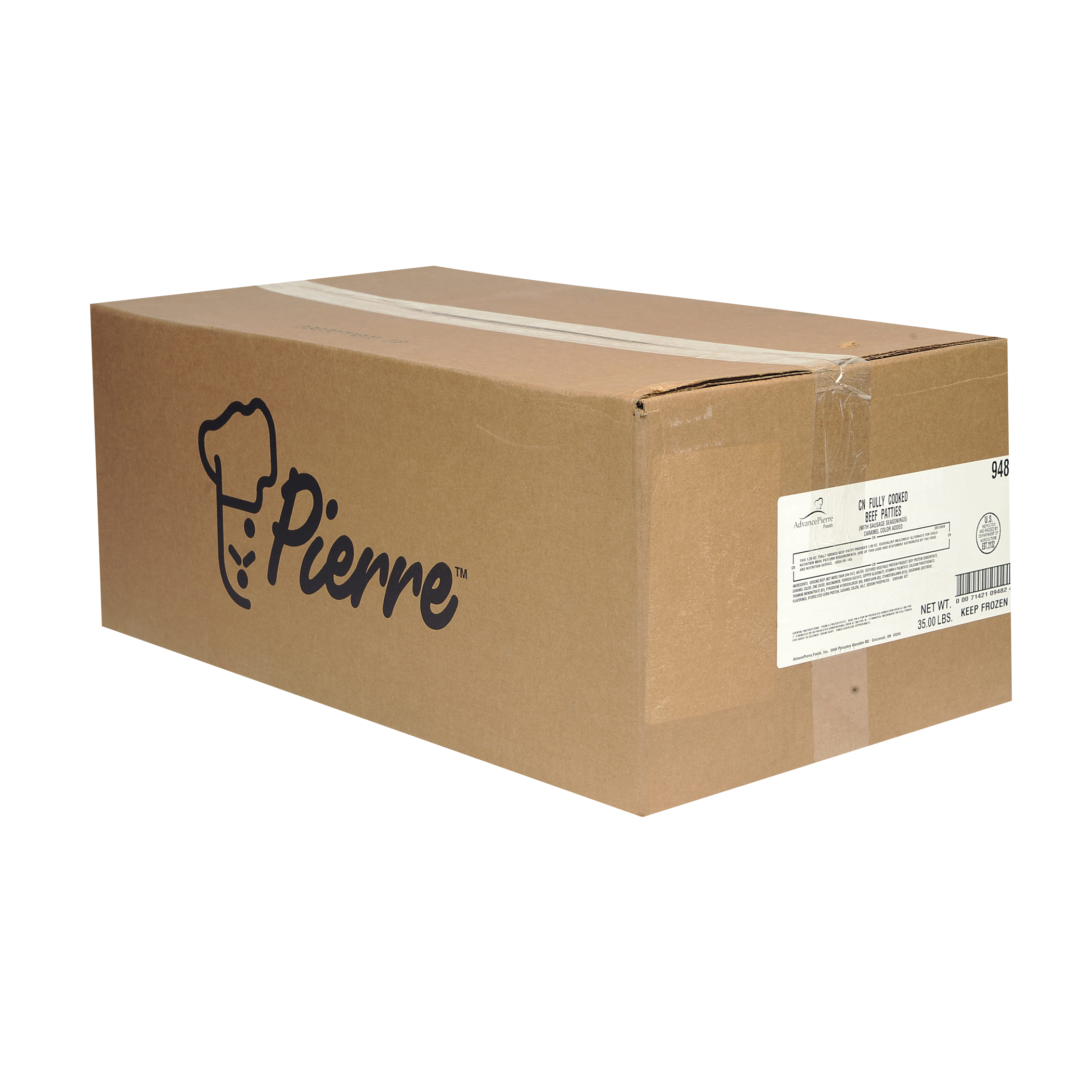 Advance Pierre Beef Patty with Soy, 1.25 Ounce -- 448 per case.