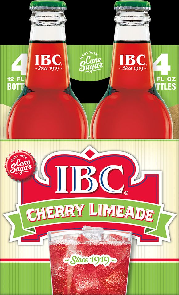 IBC Cherry Limeade with Sugar, 12 Ounce Glass Bottle -- 6 per case.