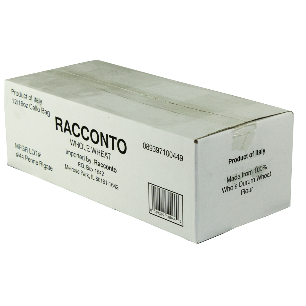 Racconto Whole Wheat Penne Rigate Pasta, 16 Ounce -- 12 per case.