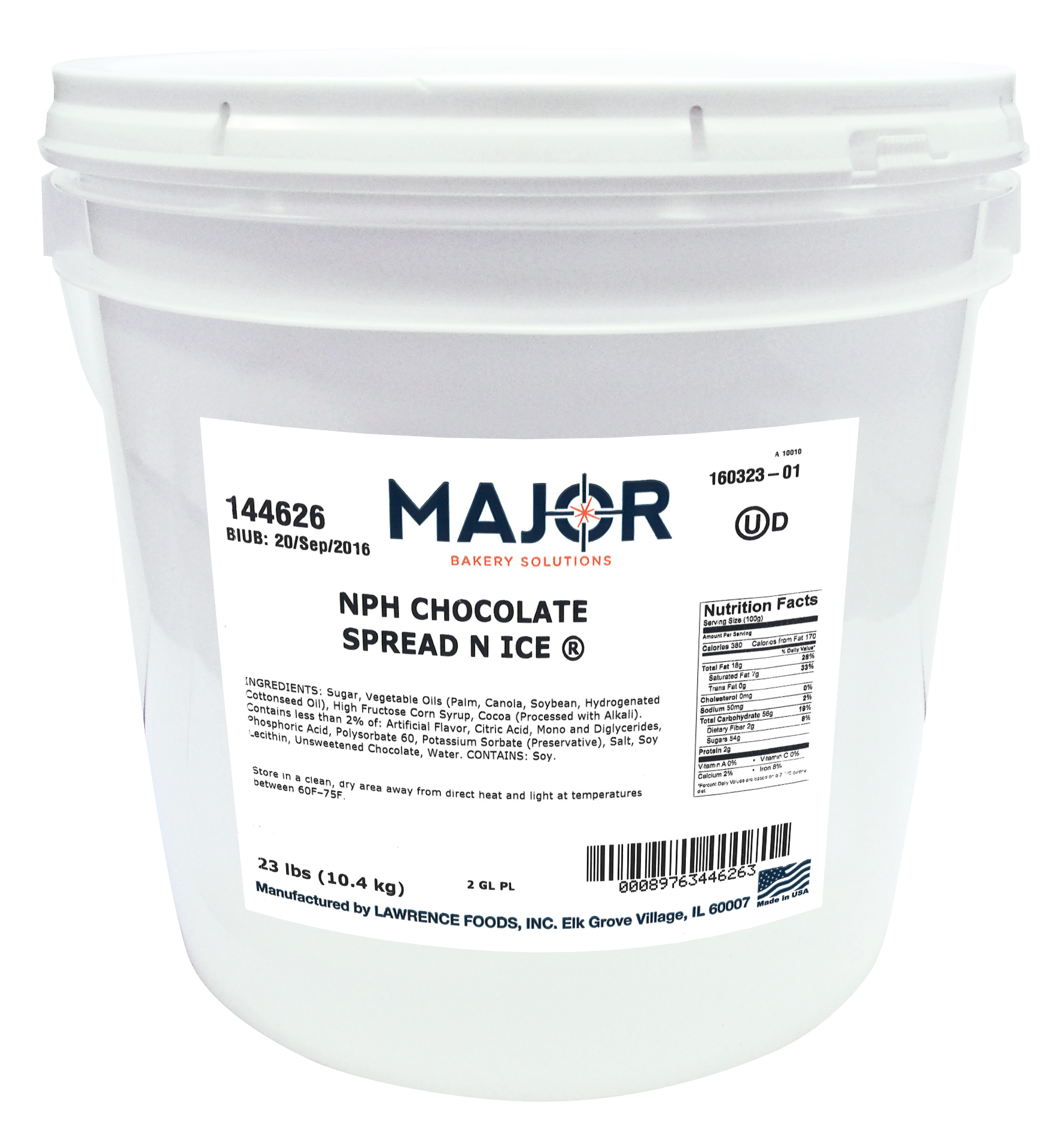 Major Bakery Solutions Nph Chocolate Spread N Ice, 23 Pound