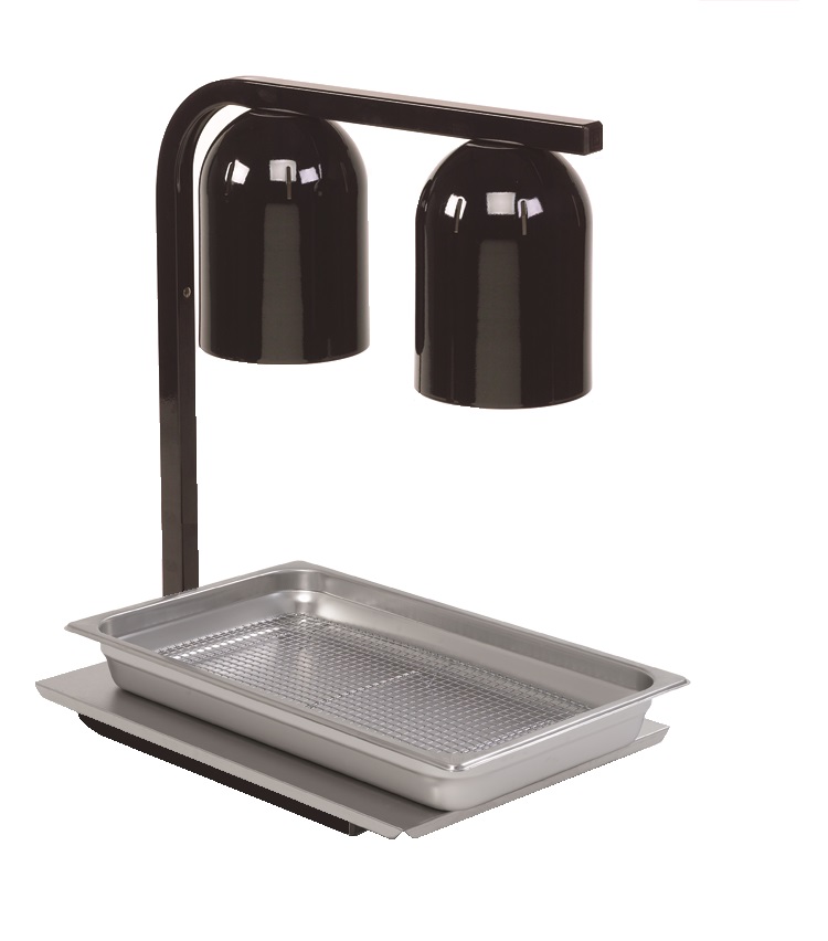 Nemco Food Equipment Freestanding Infrared Two Bulb Warmer, 14 x19 1/2 x 24 inch. Black