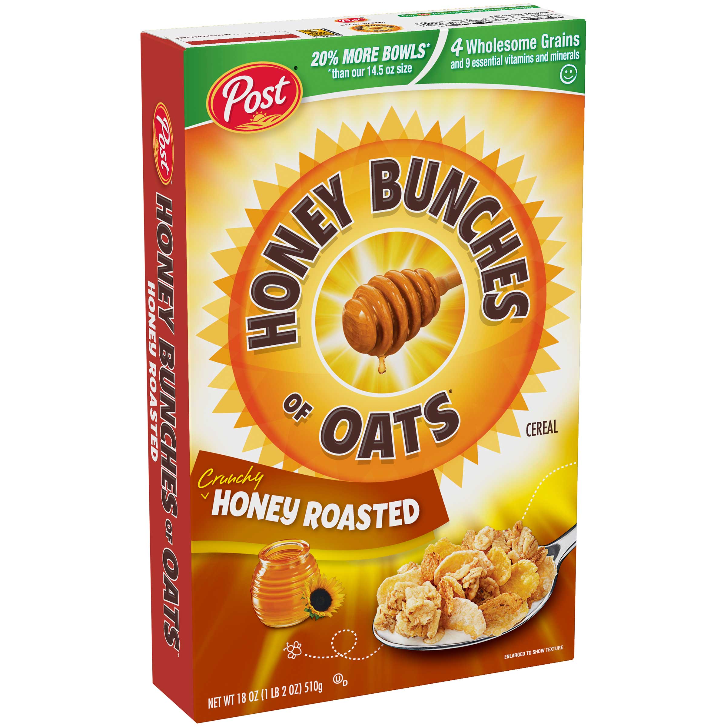 Post Honey Bunches Of Oats Honey Roasted Cereal, 18 Ounce -- 12 Per Case