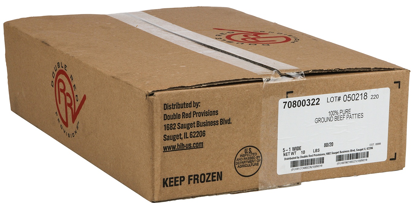 Double Red Provisions 80/20 5-1 Wide Ground Beef Patty, 3.2 Ounce