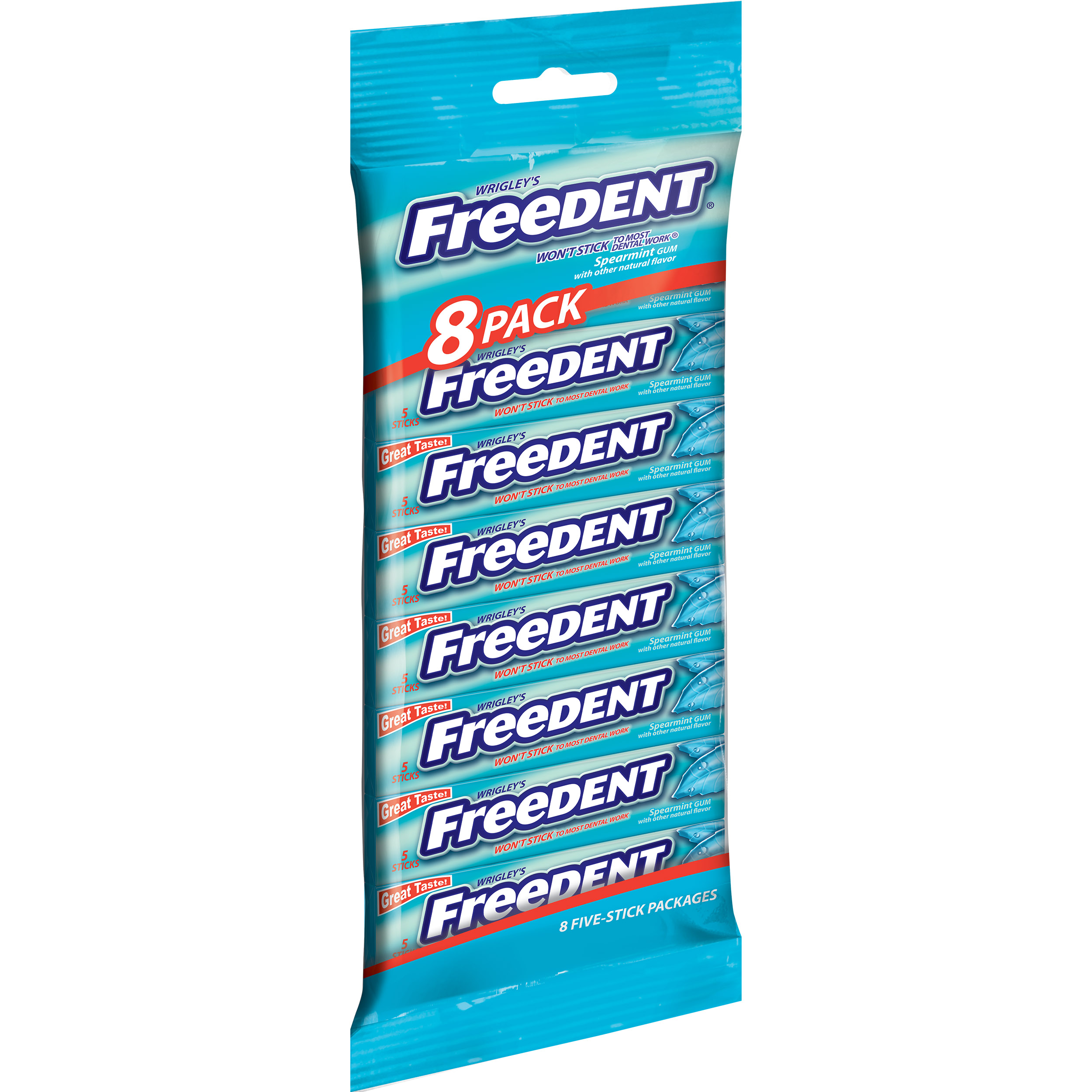 Freedent Spearmint Bubble Gum, 8 Count -- 20 Per Case