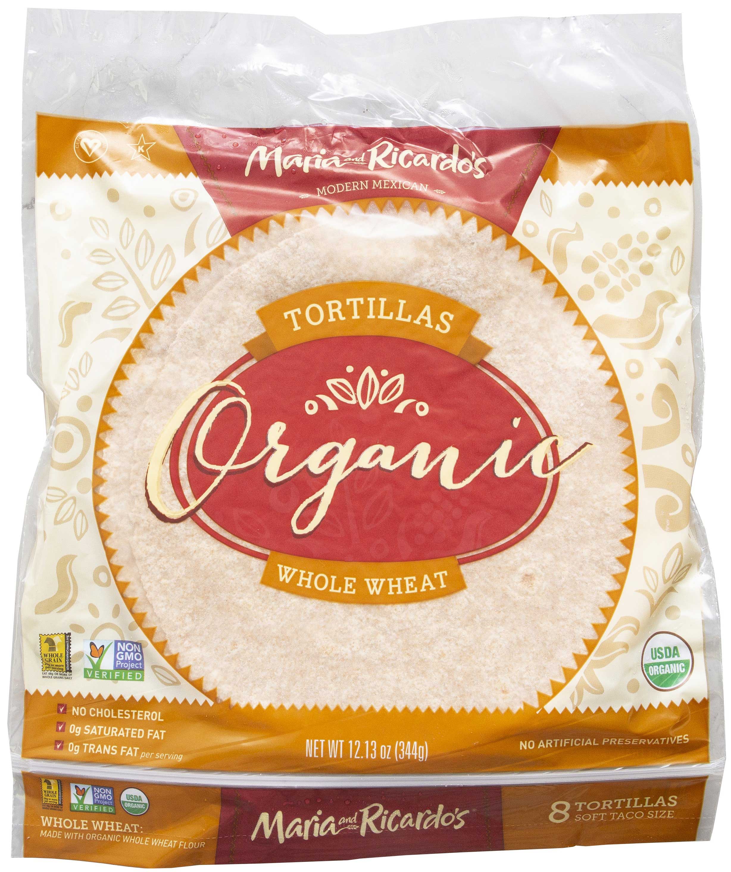 Maria And Ricardo's Organic Whole Wheat Flour Tortilla, 12.13 Ounce -- 8 Per Case