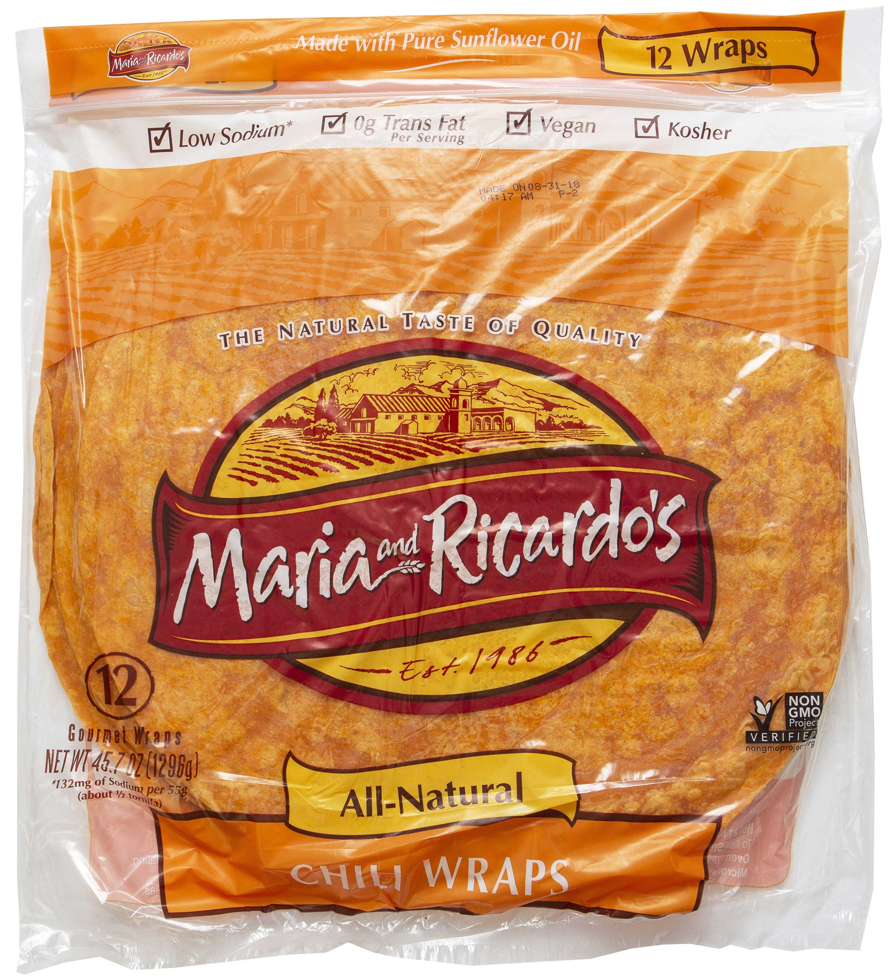 Maria And Ricardo's Chile Flour Tortilla, 45.7 Ounce -- 10 Per Case