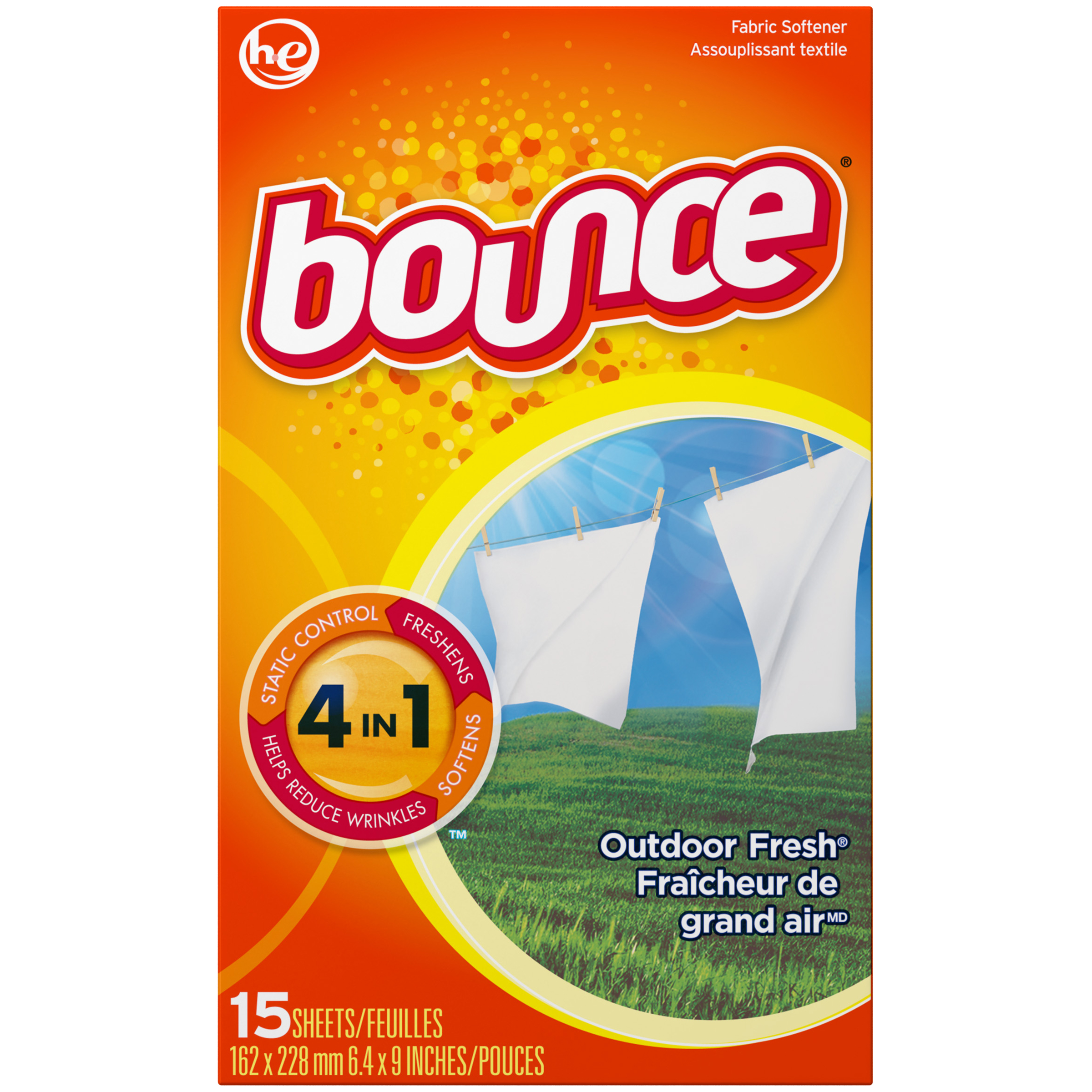 Bounce Outdoor Fresh Dryer Sheet, 15 Count -- 15 Per Case