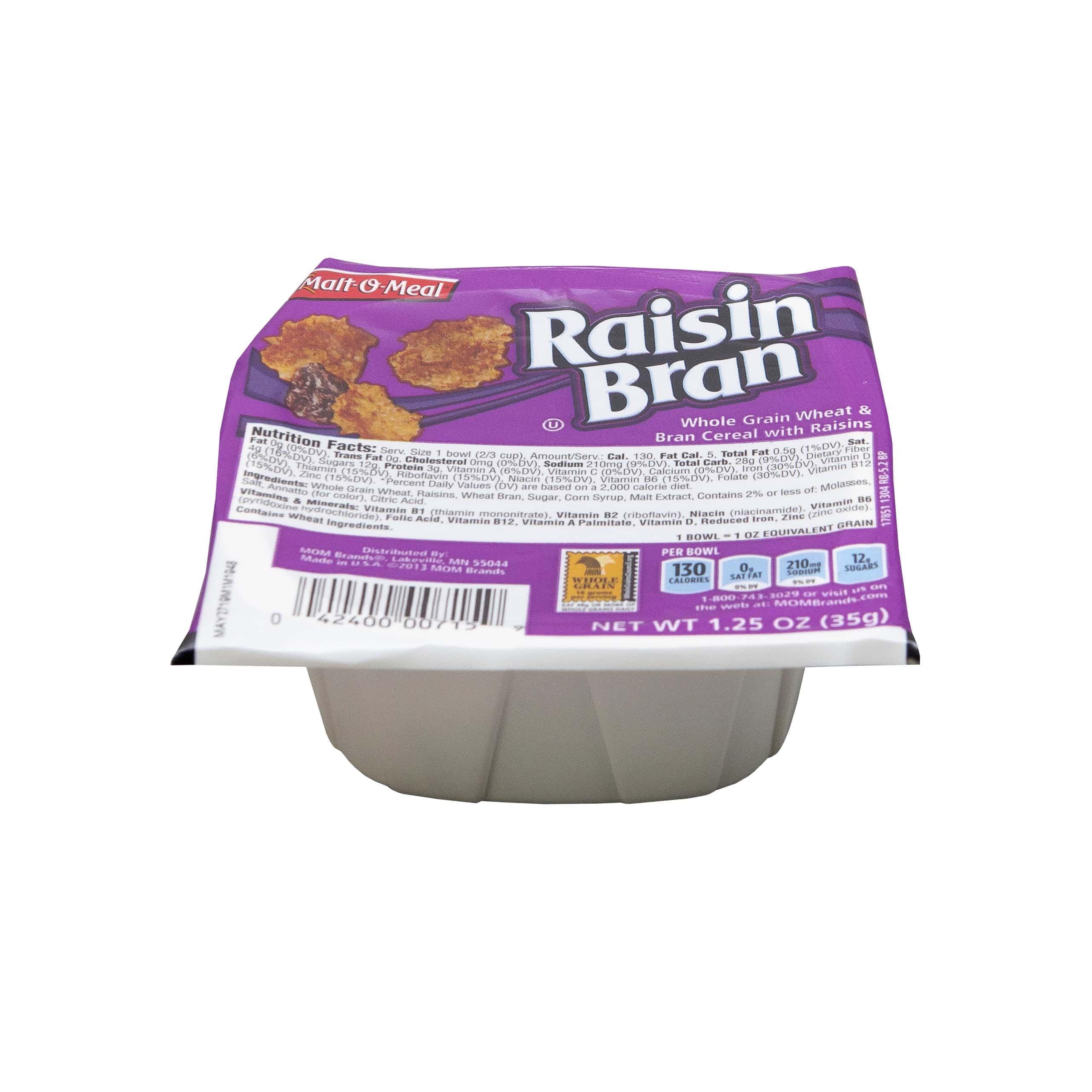 Malt-o-meal Single Serve Raisin Bran Bowl Pack Cereal, 1.25 Ounce -- 96 Per Case