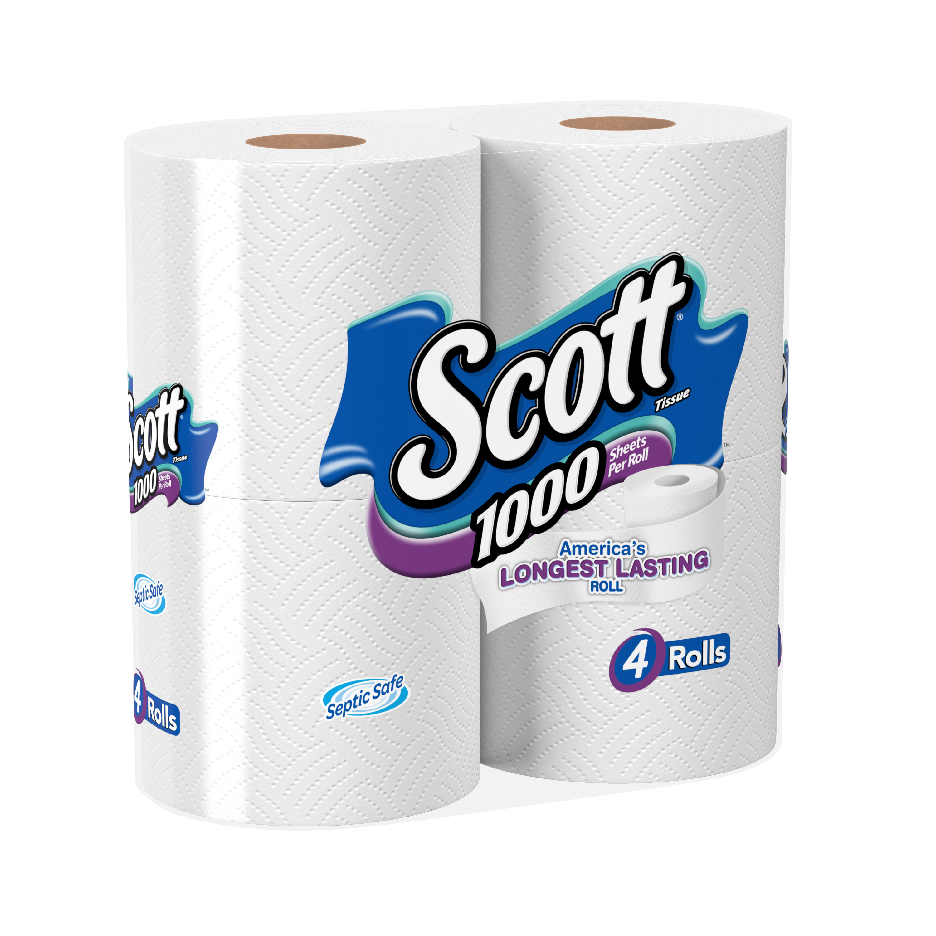 Scott White Bathroom Tissue - 4 rolls per pack -- 12 packs per case ...