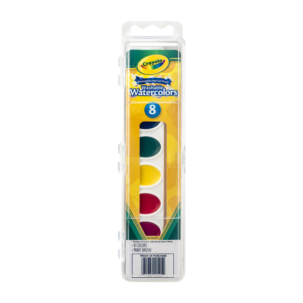 Crayola 8 Pan Washable Watercolor With Paint Brush -- 6 Per Pack 2 Per Case