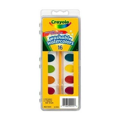 Crayola 16 Washable Watercolors, 6 Count -- 2 Per Case