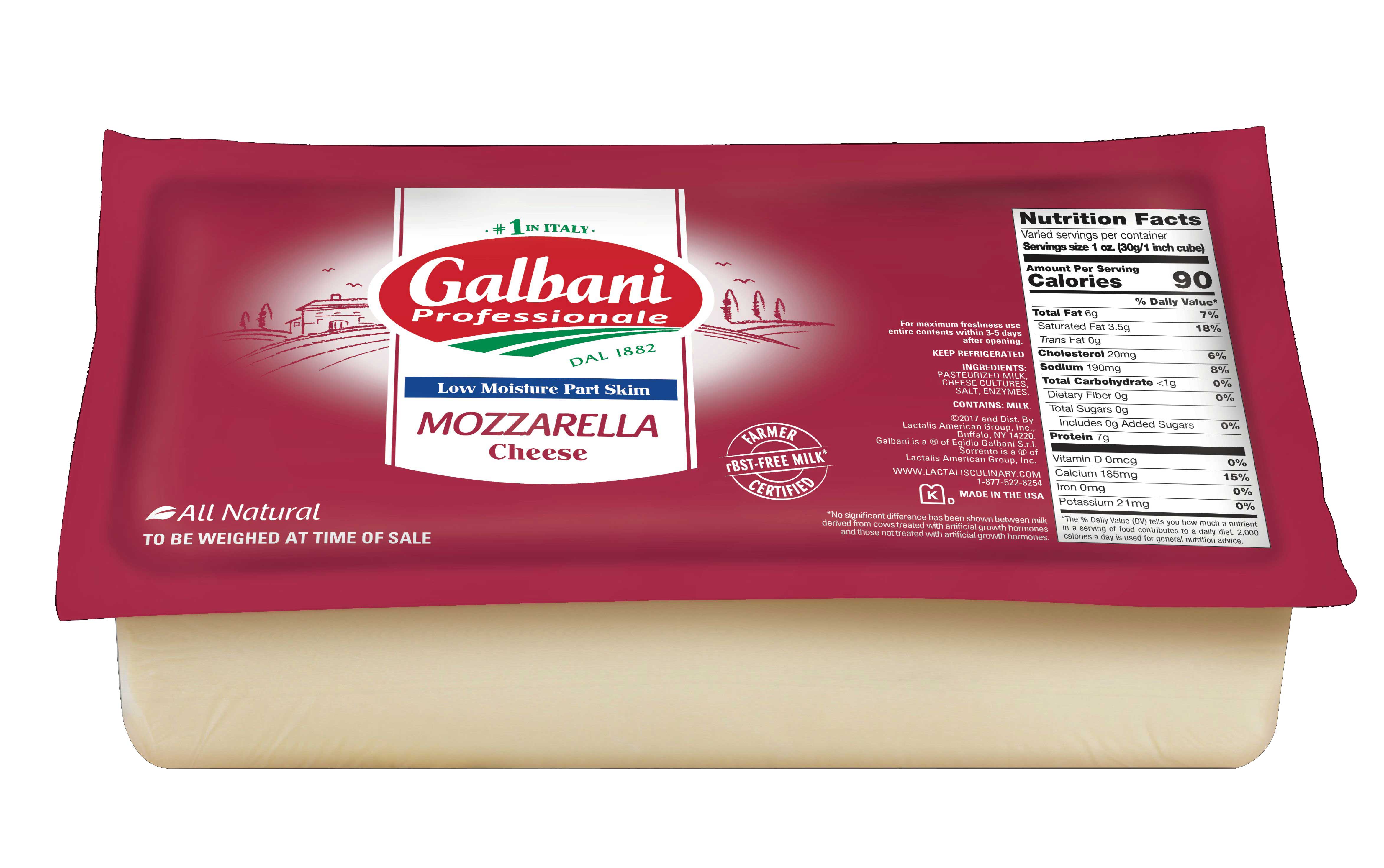 Galbani Professionale Part Skim Mozzarella Cheese, 5 Pound -- 8 Per Case