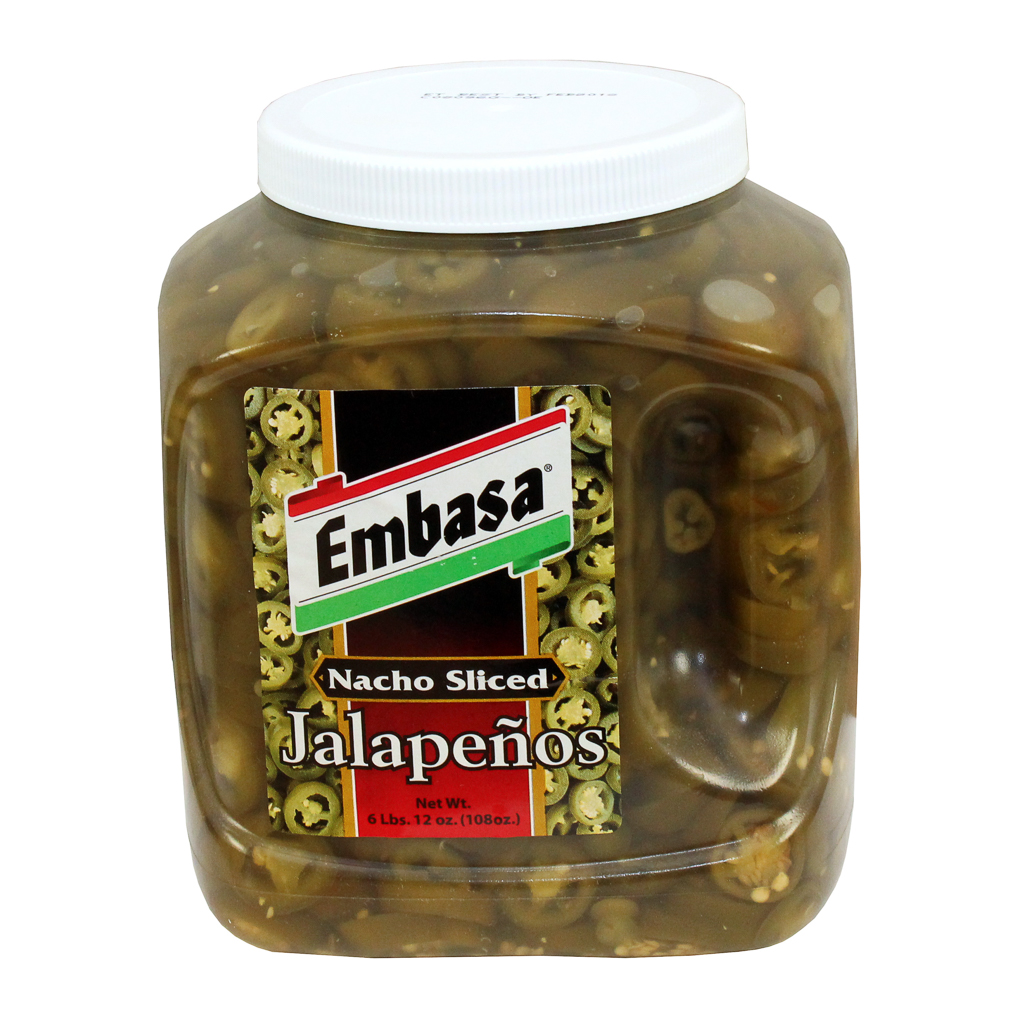 Embasa Pepper Nacho Sliced Jalapeno, Plastic Jar, 1 Gallon -- 4 Per Case