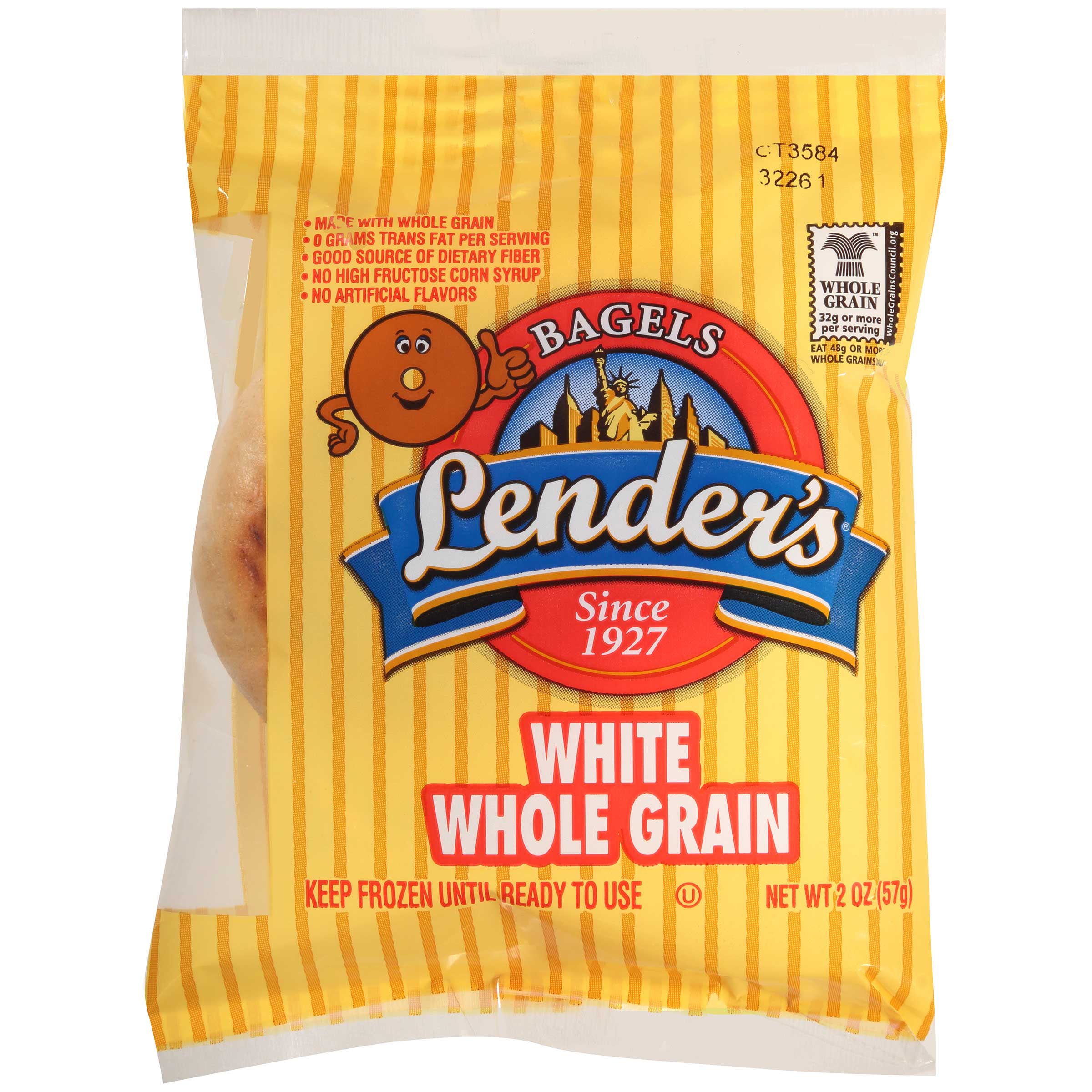 Lender's White Whole Grain Bagel, 2 Ounce -- 72 Per Case