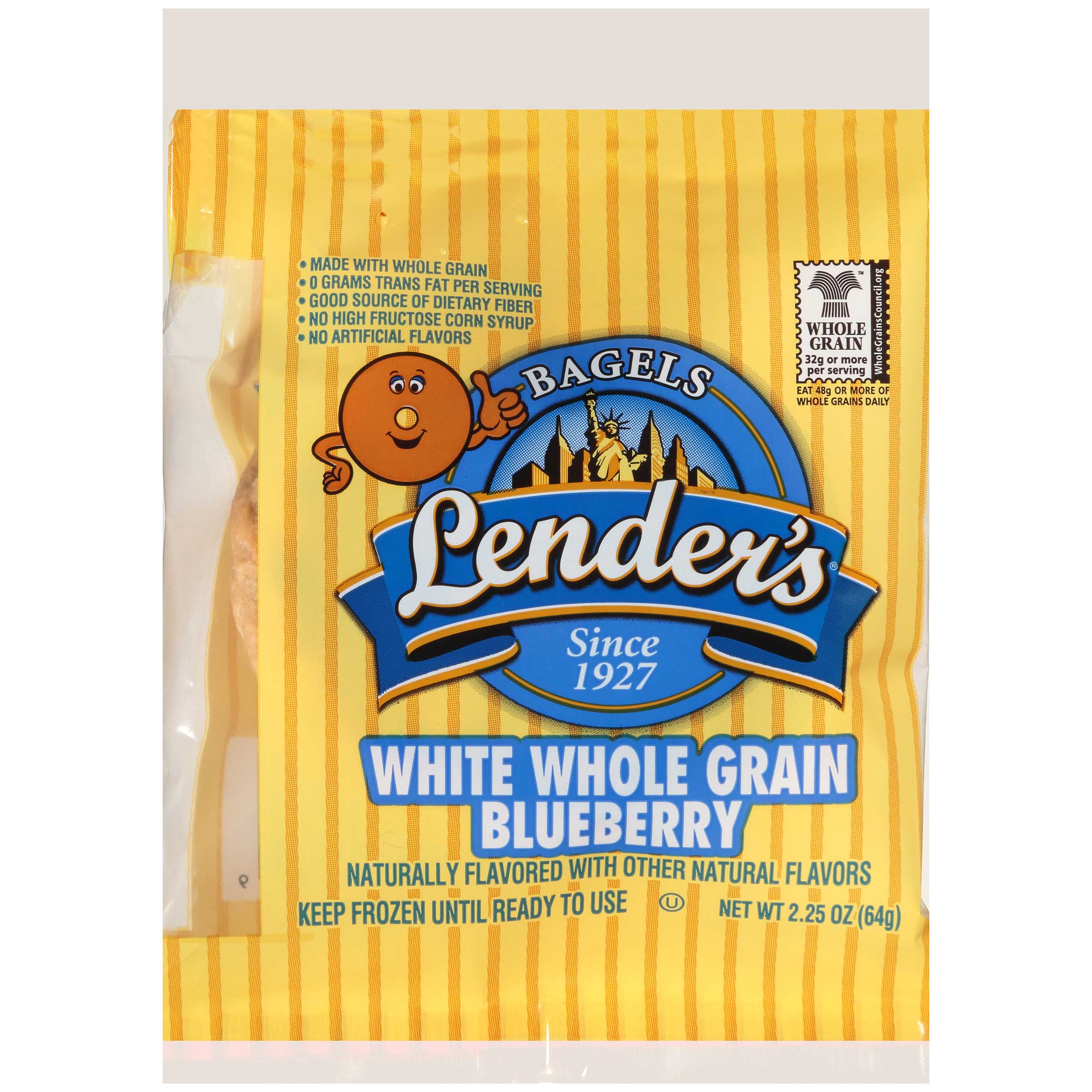 Lender's White Whole Grain Blueberry Bagel, 2.25 Ounce -- 72 Per Case