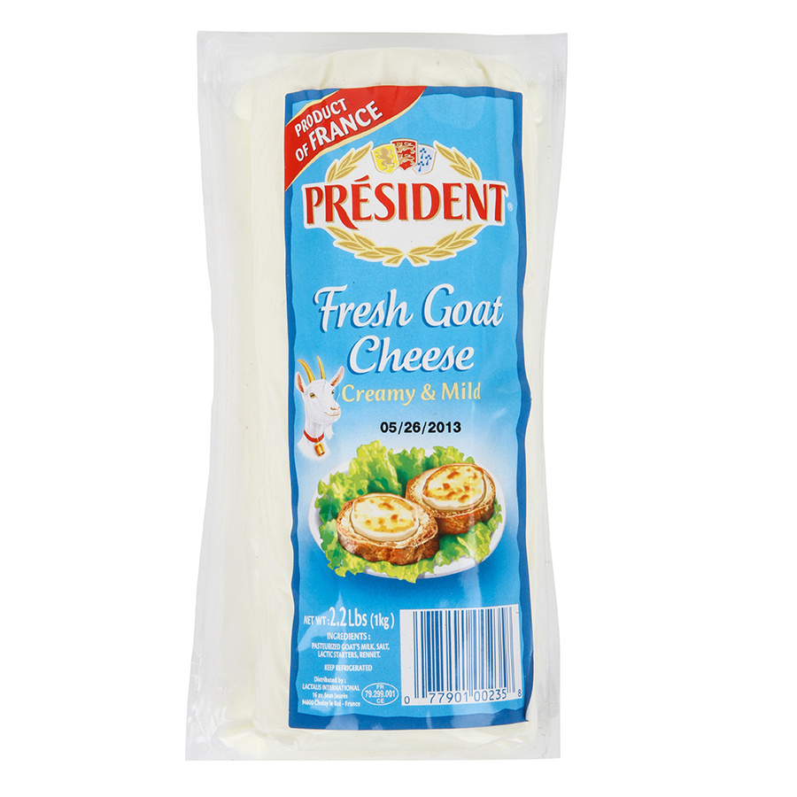 President Precious Plain Goat Cheese Log, 1 Kilogram -- 3 Per Case