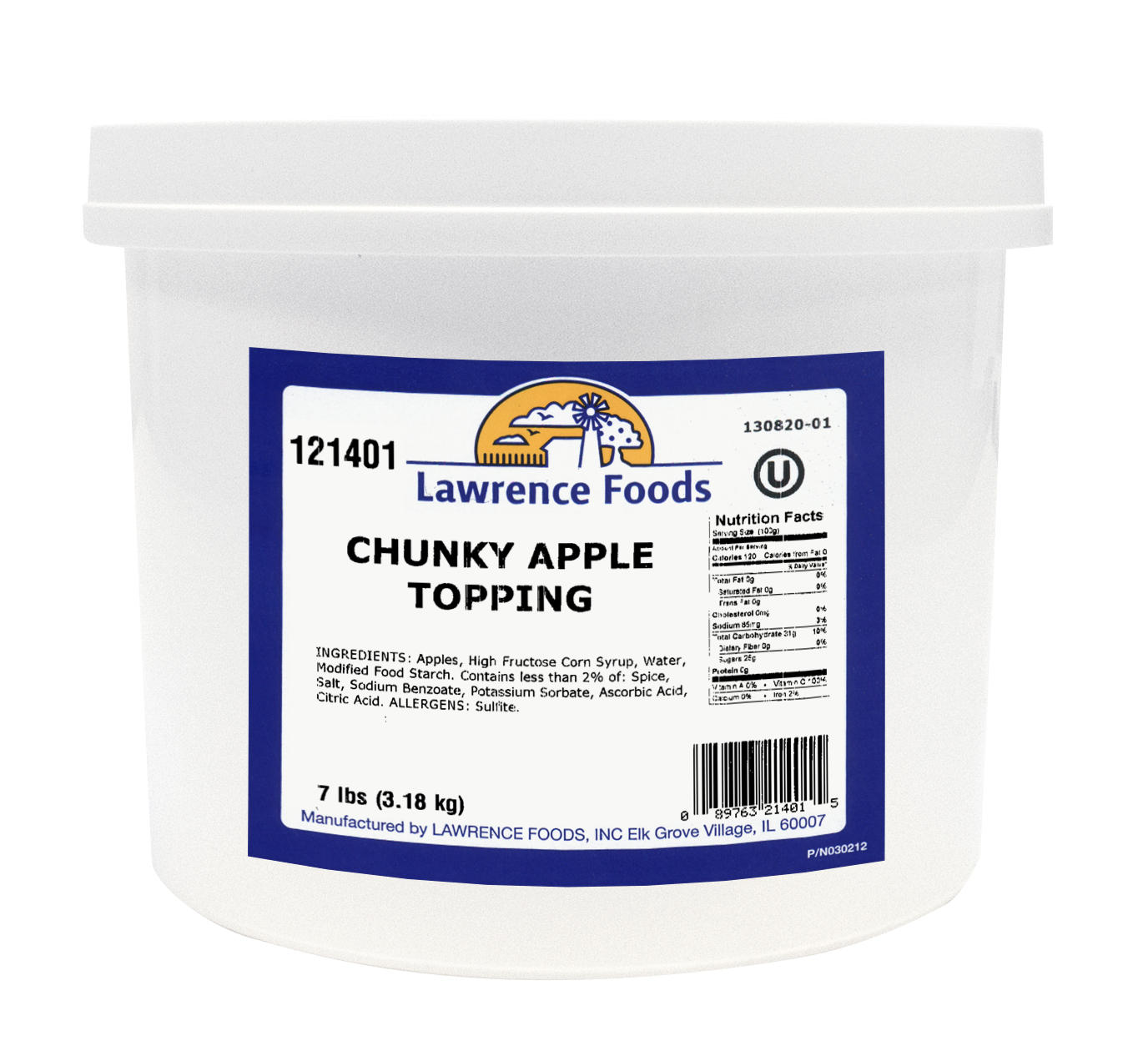 Lawrence Foods Apple Pizza Non-Dessert Toppings, .75 Gallon -- 4 per case