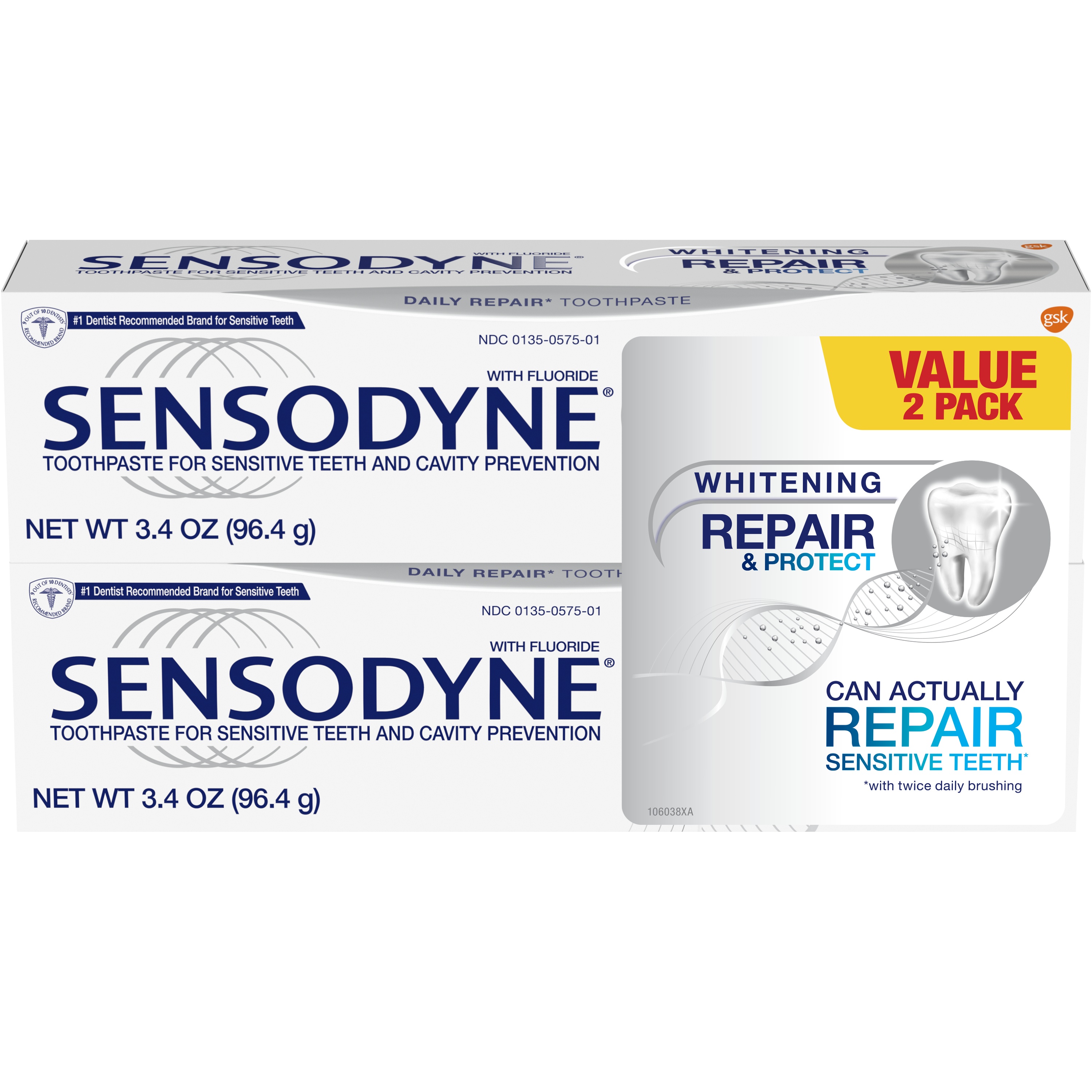 Sensodyne Repair And Protect Whitening Toothpaste, 6.8 Ounce -- 6 Per Case