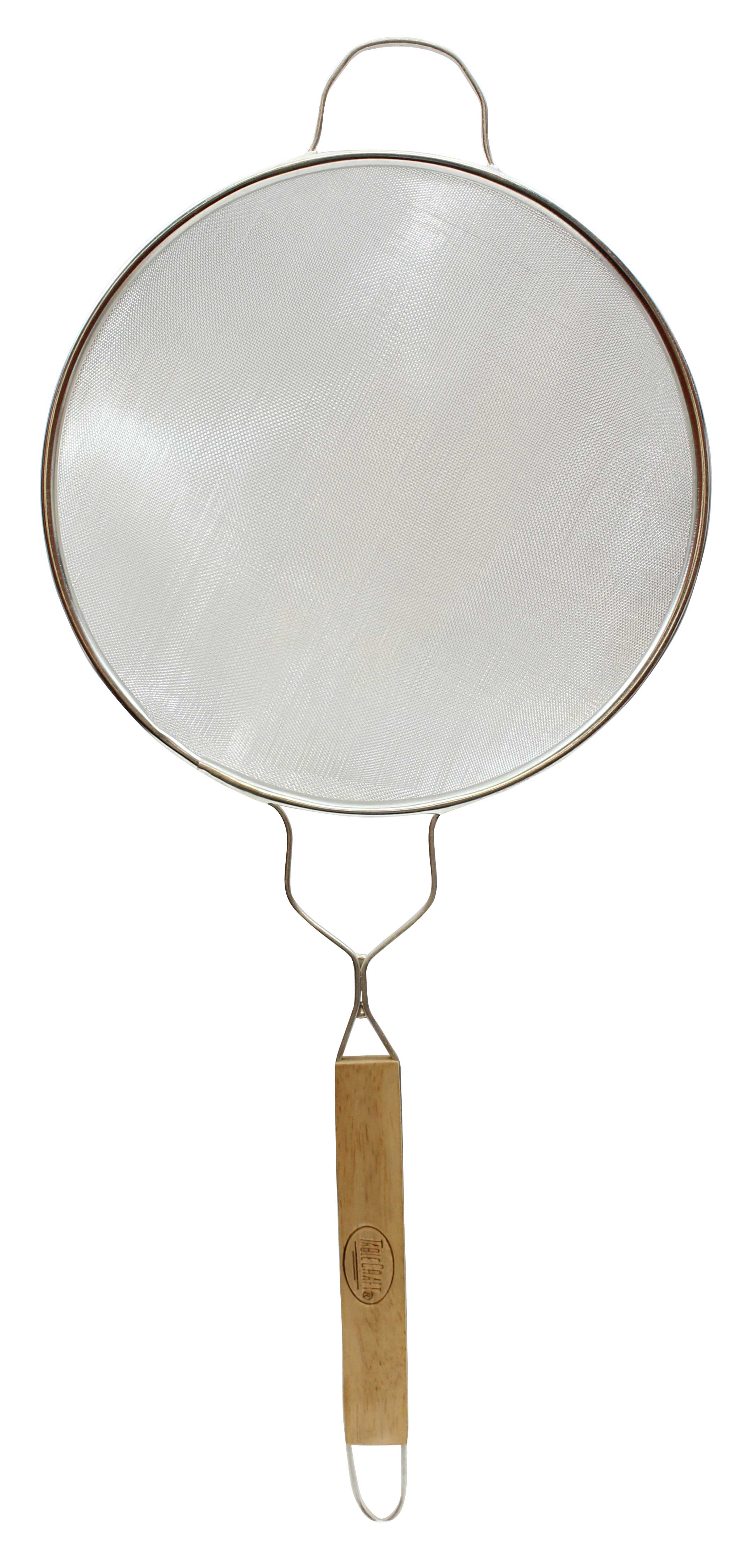 Tablecraft Tinned Single Fine Mesh Strainer With Wood Handle, 10.25 Inch Diameter