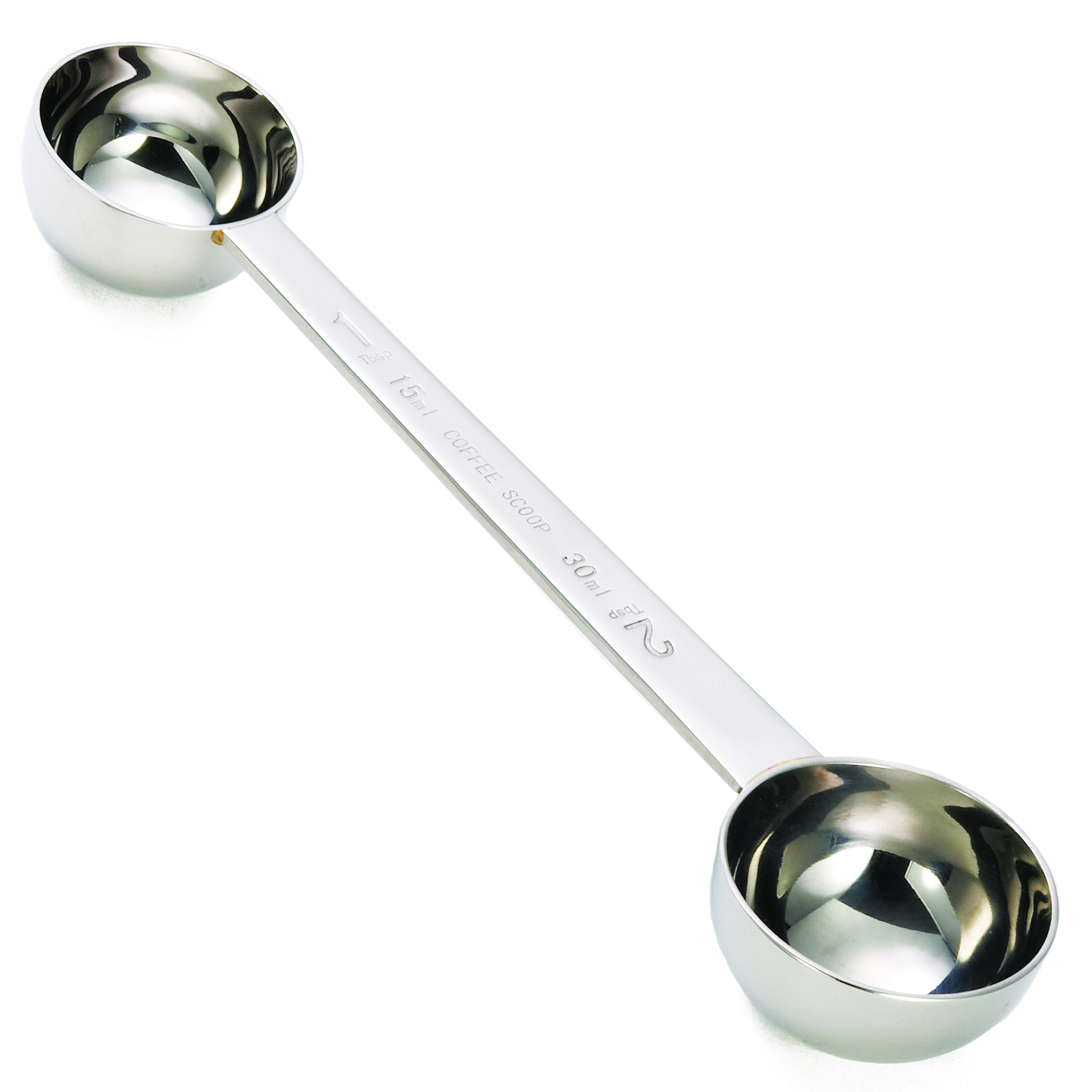 Tablecraft 18/8 Stainless Steel Mirror Finish Double Coffee Scoop, 1 And 2 Tablespoon