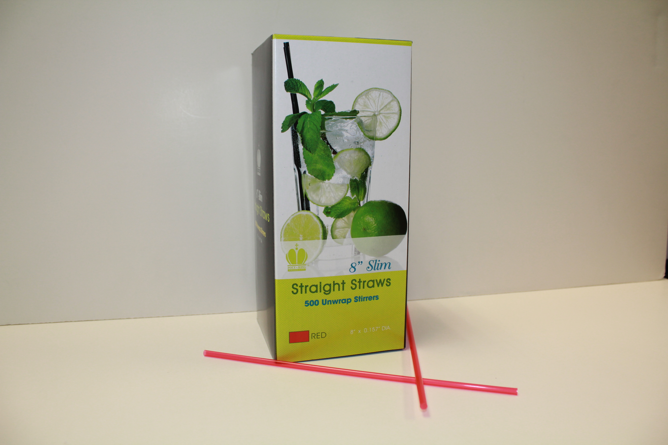 Goldmax Red Unwrapped Slim Stirrer Straight Straw, 8 Inch -- 5000 Per Case