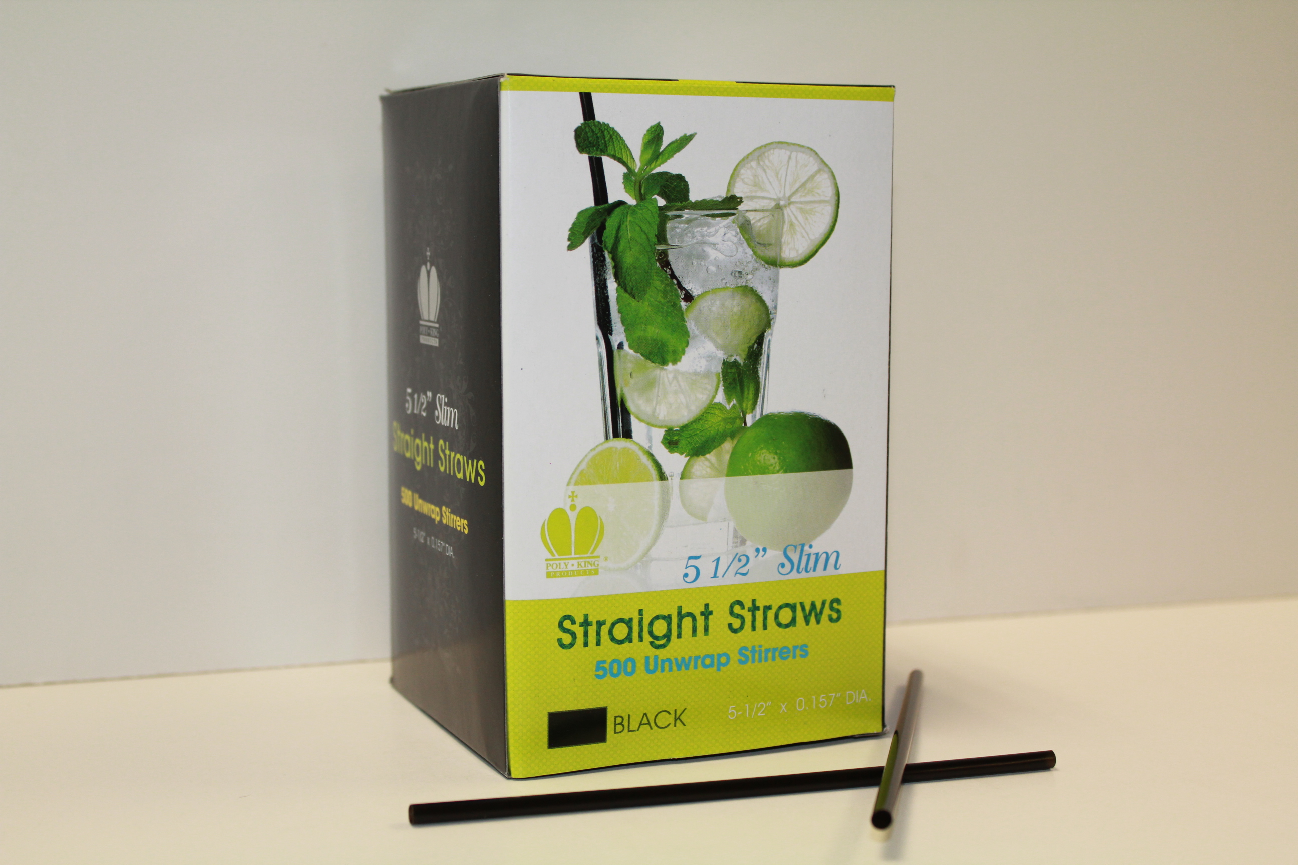 Goldmax Black Unwrapped Slim Stirrer Straight Straw, 5.5 Inch -- 5000 Per Case