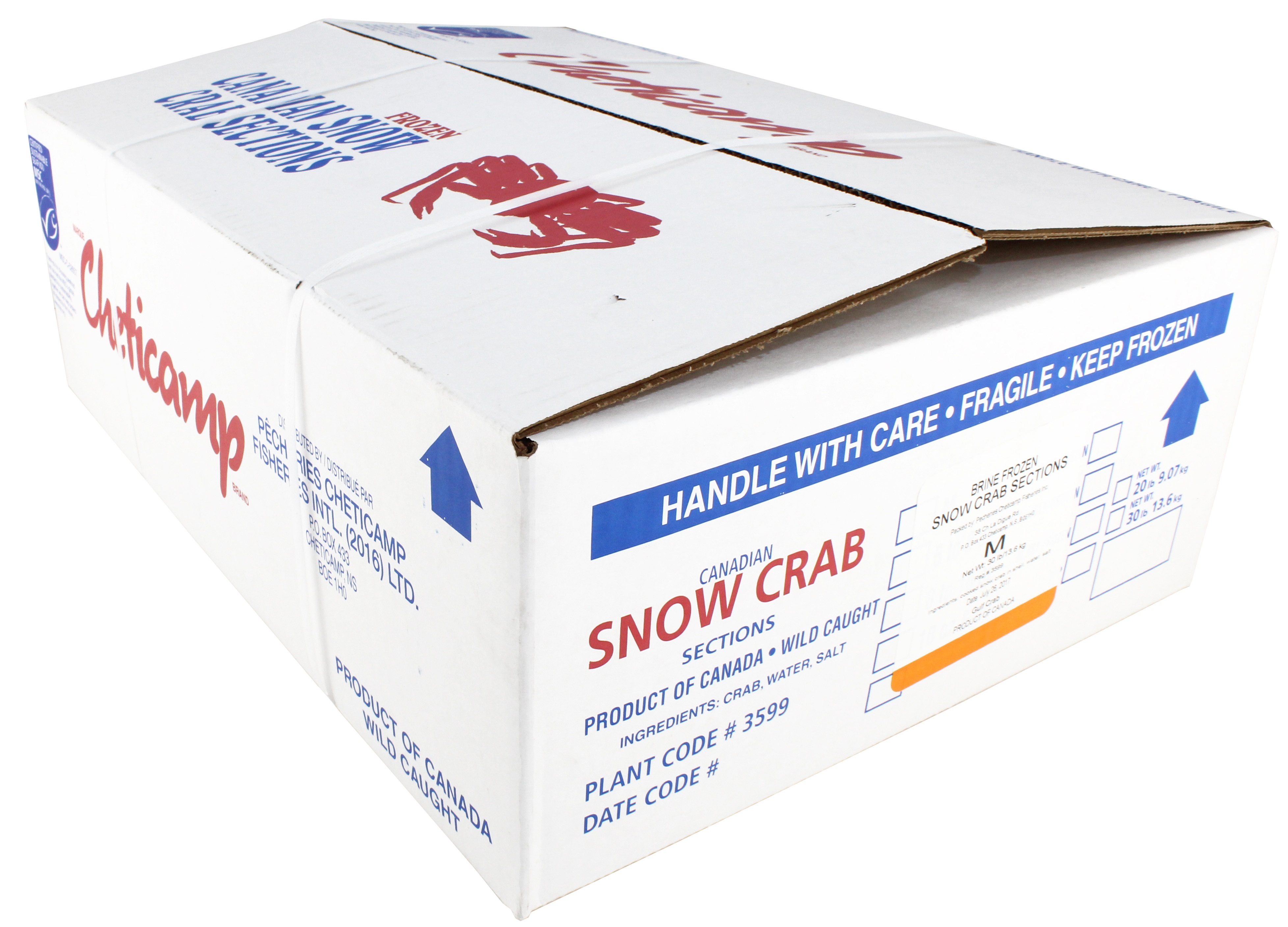 Seamazz 5 to 8 Ounce Snow Crab Cluster, 30 Pound.