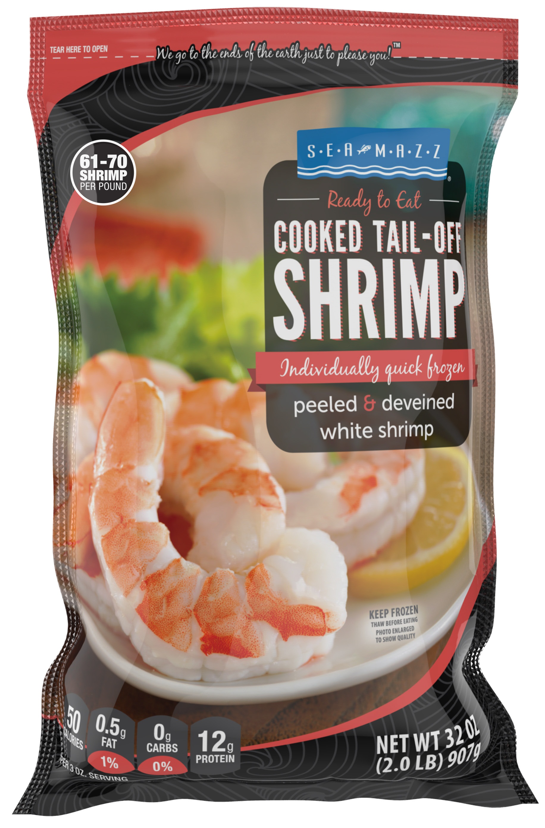 Seamazz 61/70 Cooked Tail Off White Shrimp, 2 Pound -- 5 per case.