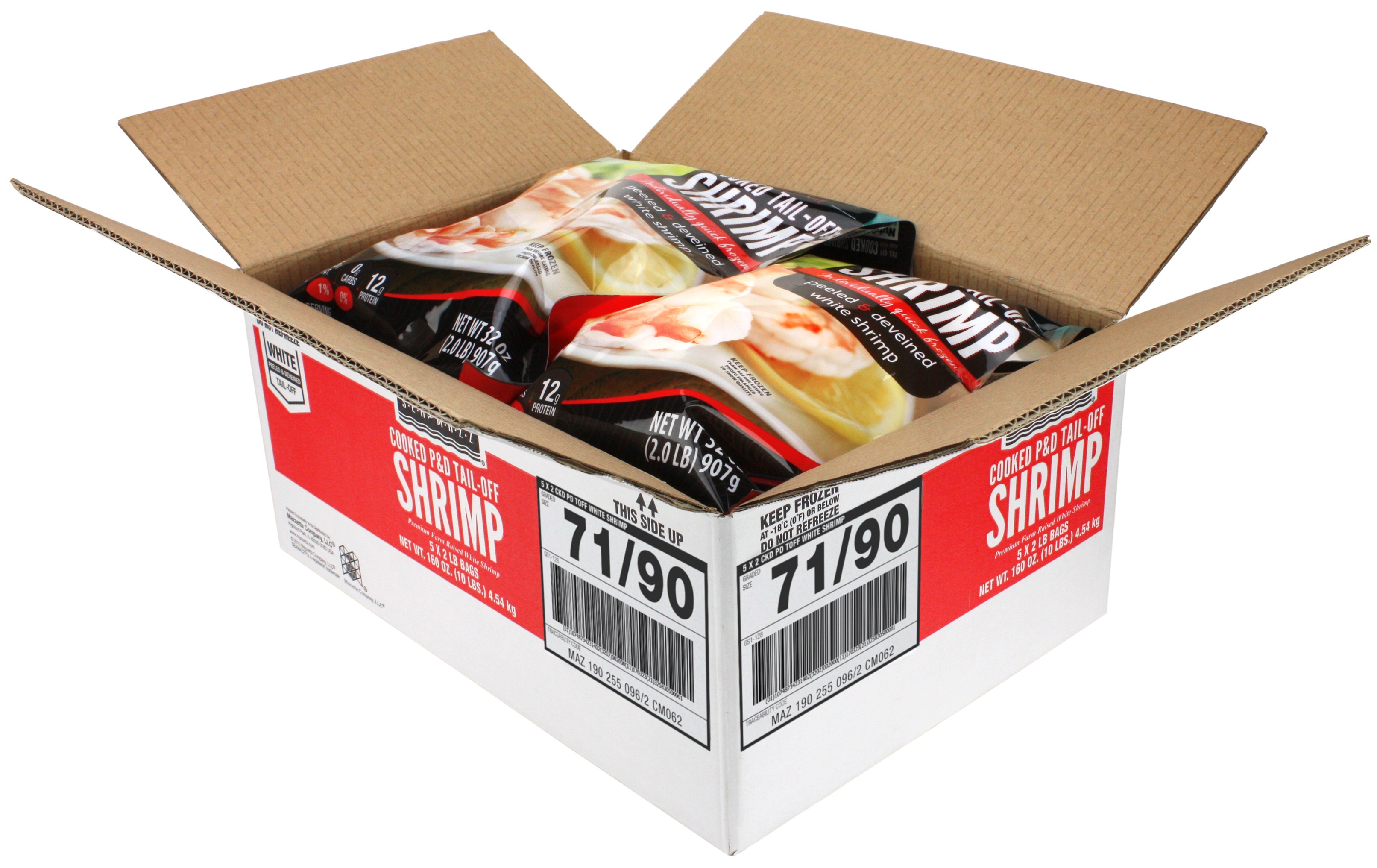 Seamazz 71/90 Cooked Tail Off White Shrimp, 2 Pound -- 5 per case.