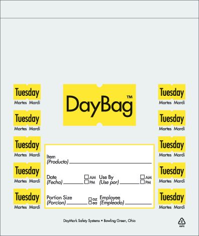 Daymark Tuesday Day Of The Week Portion Bag, 5.5 X 5.5 Inch -- 4 Per Case
