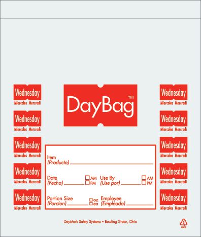 Daymark Wednesday Day Of The Week Portion Bag, 5.5 X 5.5 Inch -- 4 Per Case