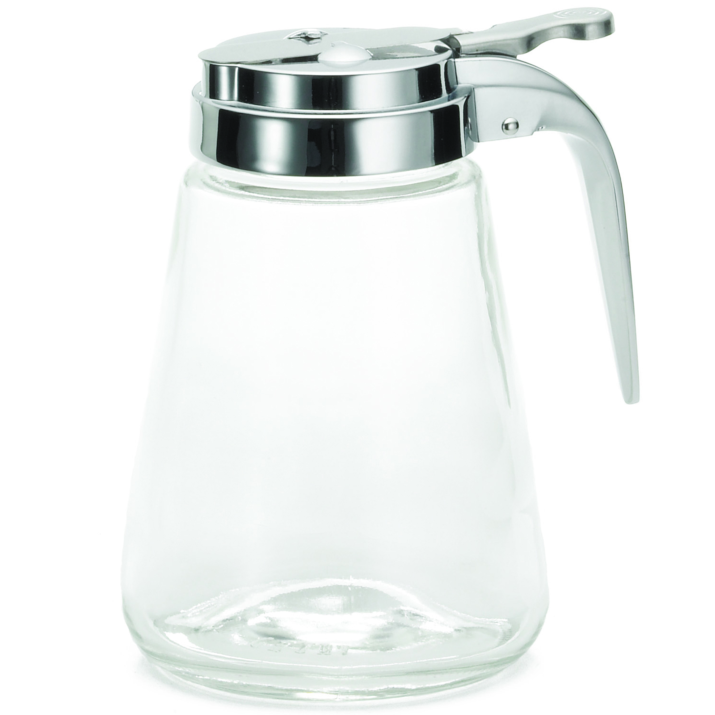 Tablecraft Modern Collection Chrome Plated Steel Top Glass Syrup Dispenser, 12 Ounce Capacity -- 12 Per Case