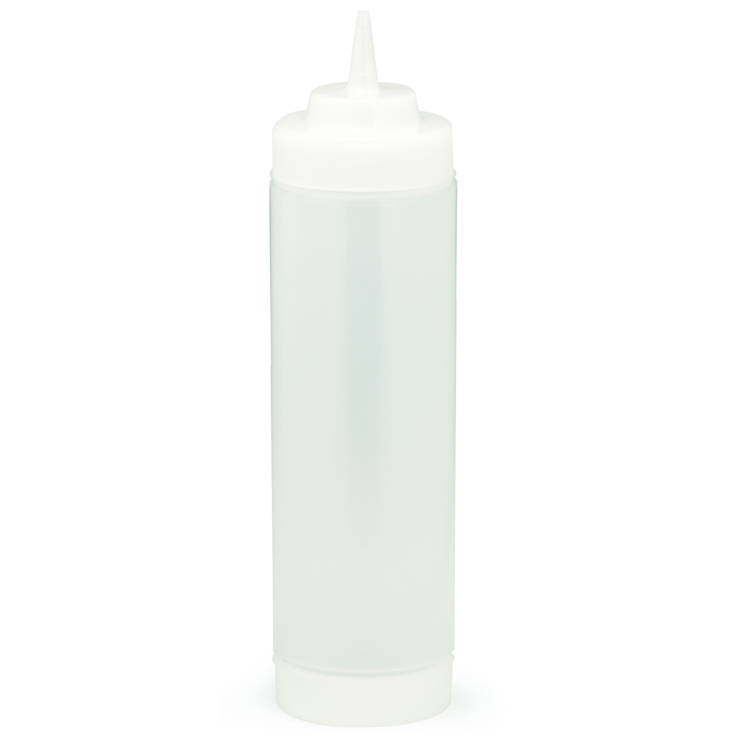 Tablecraft Polyethylene Dualway Widemouth Clear Squeeze Dispenser With Cone Tip And Natural Top, 24 Ounce Capacity -- 12 Per Case