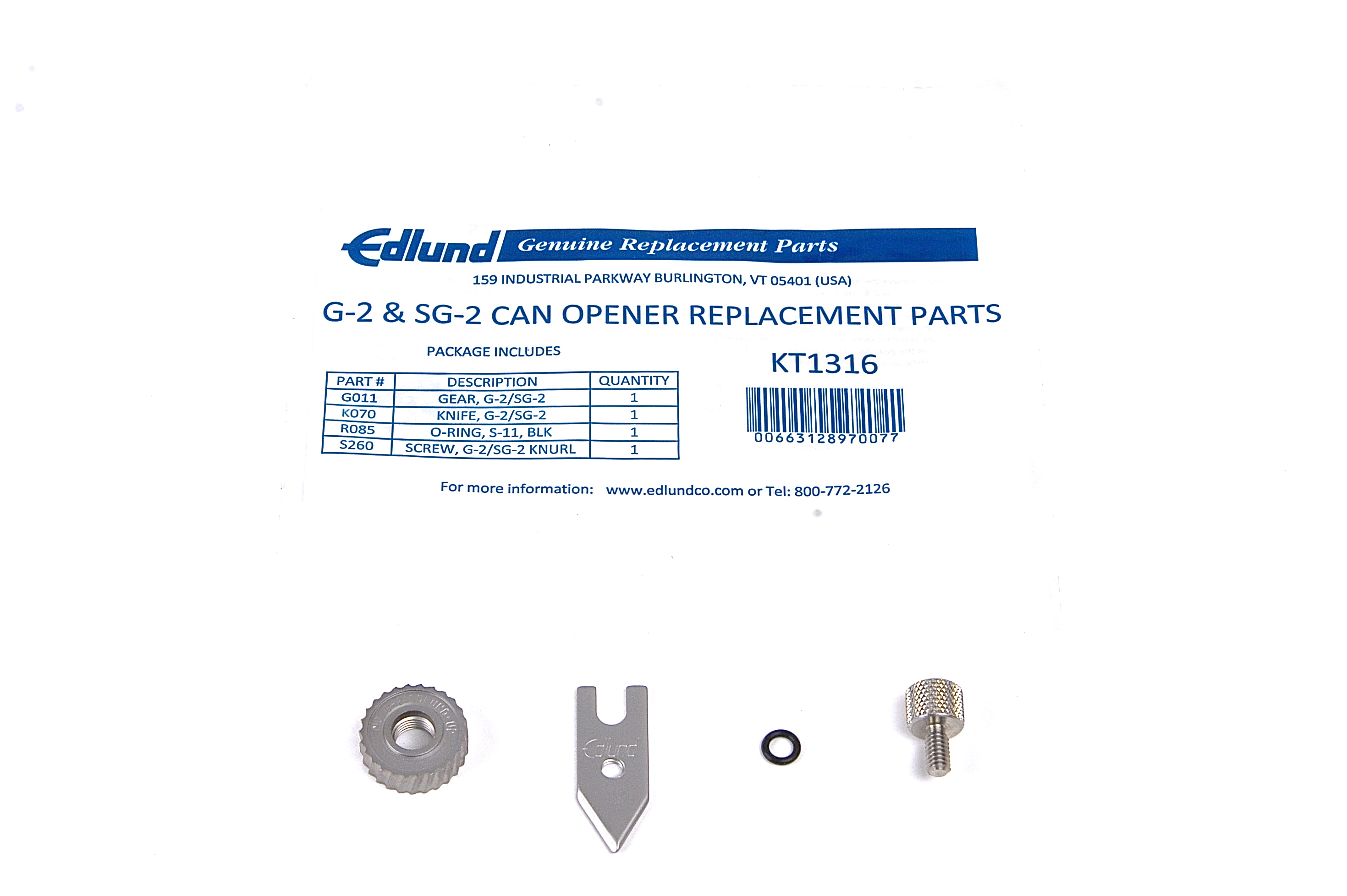 Edlund Sg2/g-2 Nsf Stainless Steel Knife And Gear Replacement Kit -- 6 Per Case