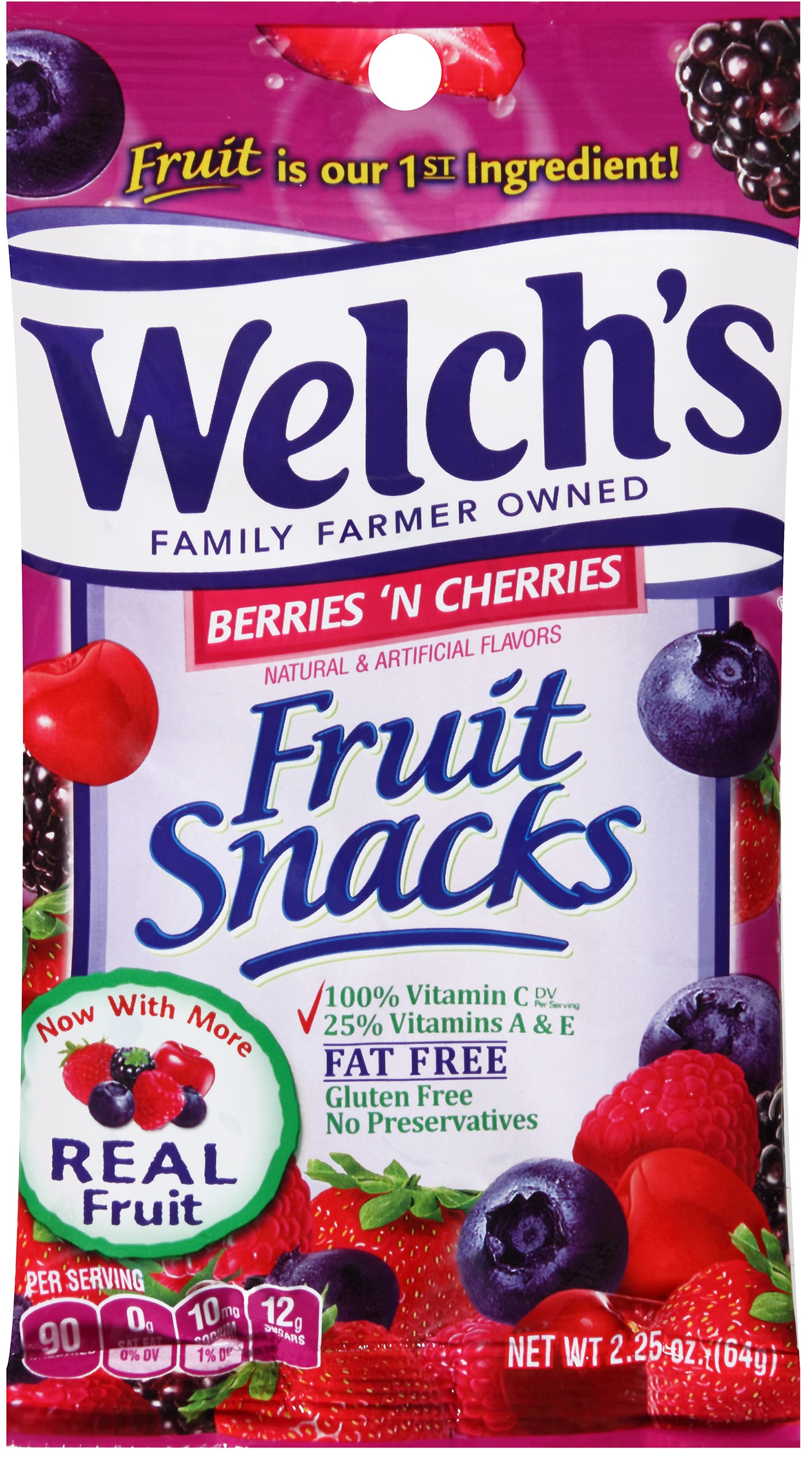 Welch's Berries And Cherries Fruit Snacks, 2.25 Ounce -- 48 Per Case