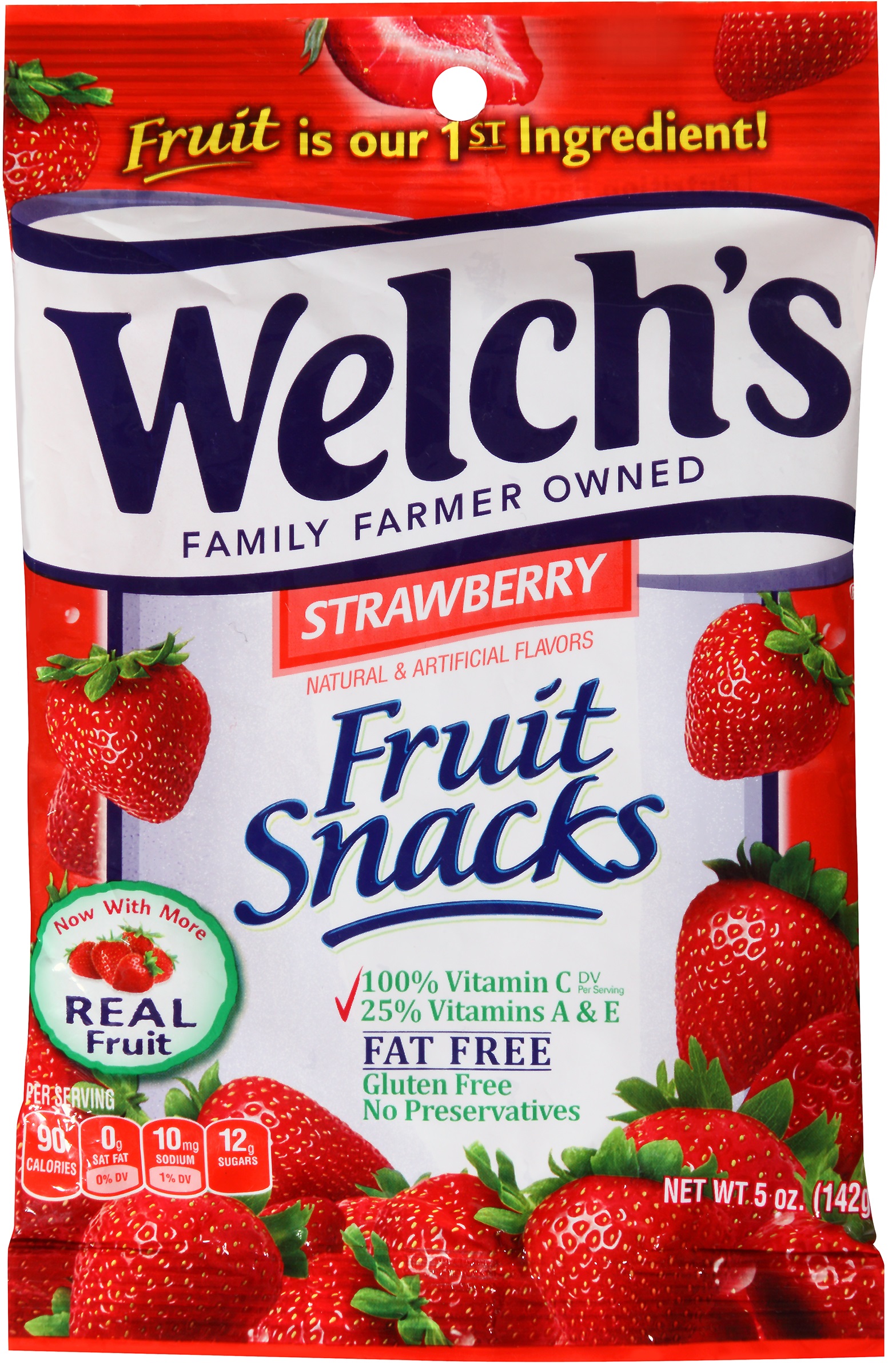 Welchs Strawberry Fruit Snacks, 5 Ounce -- 12 per case.