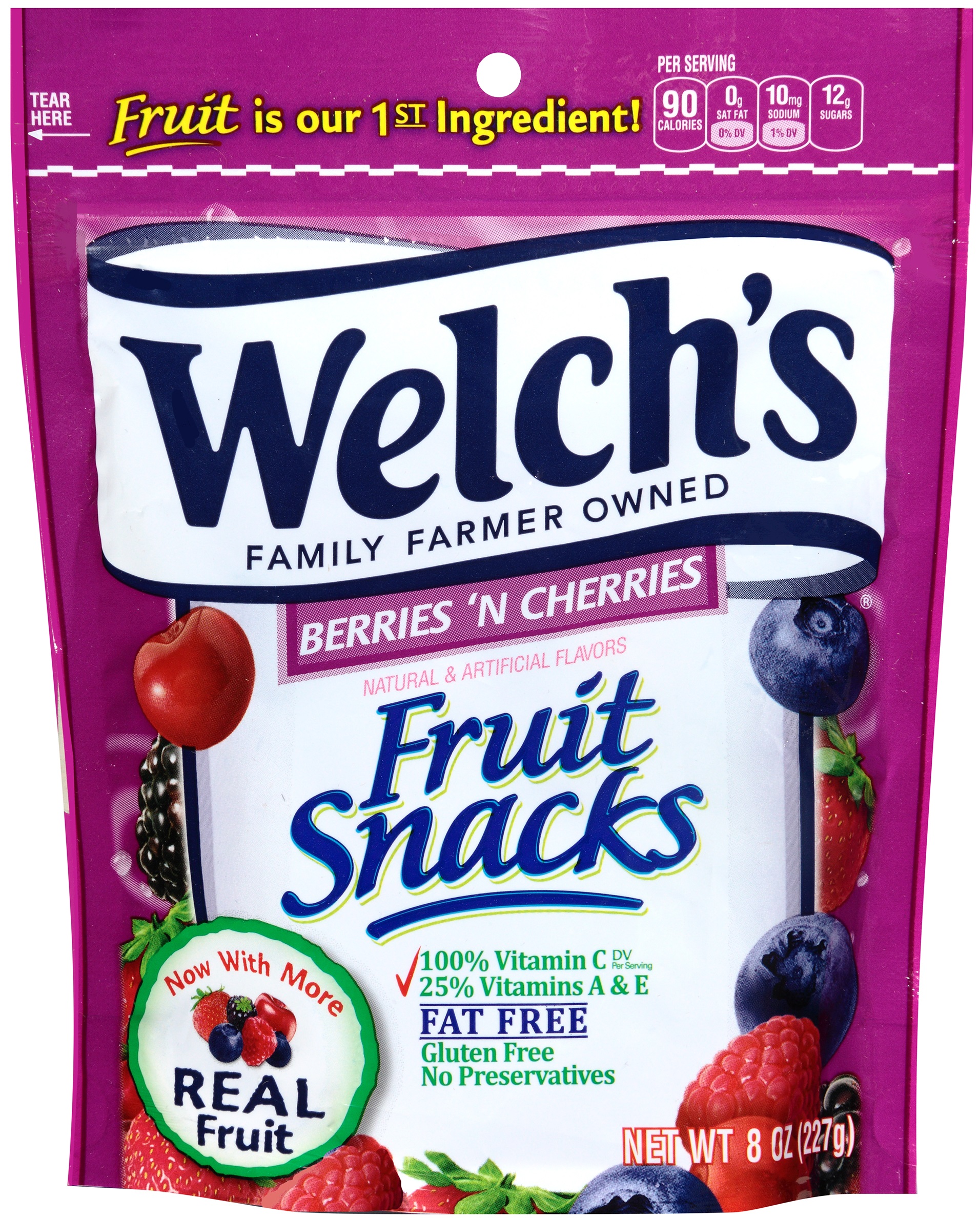 Welch's Berries And Cherries Resealable Fruit Snacks, 8 Ounce -- 9 Per Case