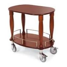 Lakeside Geneva Veneer Bordeaux Finish Serving Cart With 1 Shelf, 17 3/4 X 35 1/2 X 29 Inch
