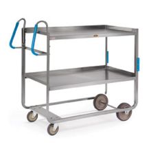 Lakeside Ergo One Series Stainless Steel Tough Transport Utility Cart With 2 Shelves, 24 5/8 X 50 7/16 X 46 3/4 Inch