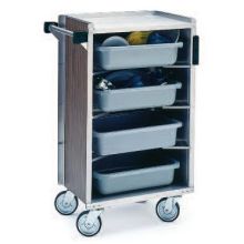 Lakeside Stainless Steel Walnut Vinyl Finish Enclosed Bussing Cart, 17 5/8 X 27 3/4 X 42 7/8 Inch Overall Size