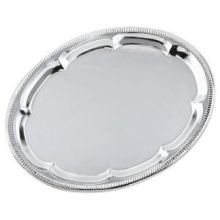 Alegacy Stainless Steel Oval Gold Trim Cater Tray, 18 X 11 Inch
