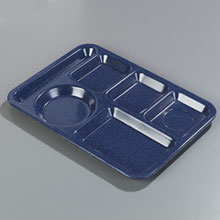 Carlisle Blue Heavy Weight 6 Compartment Left-hand Melamine Tray -- 12 Per Case