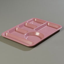 Carlisle Green Heavy Weight Sandshades-rose Granite 6 Compartment Left-hand Melamine Tray -- 12 Per Case